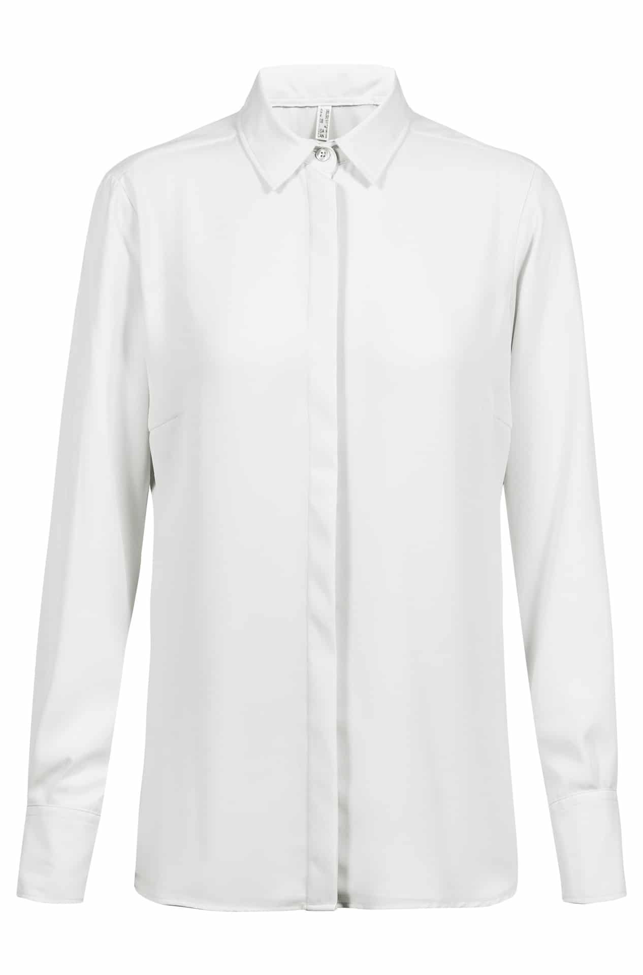 Chiffon-Bluse Langarm 6580.1446, Off-white Chiffon-Bluse Langarm mit Knopfleiste