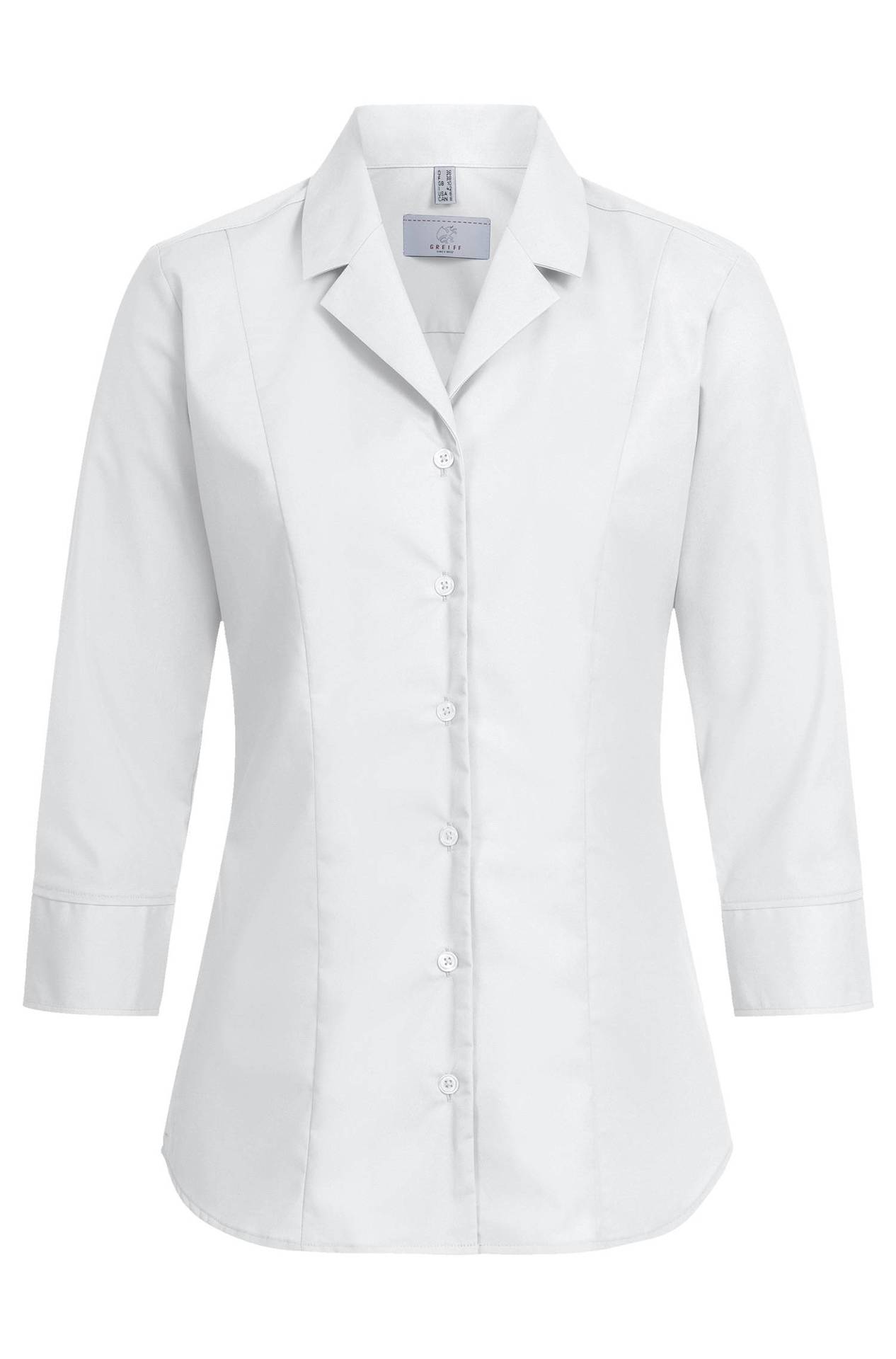 Damen-Bluse 3/4-Arm Basic 6506.1120, Weiss Damen-Bluse 3/4-Arm Basic Reverskragen