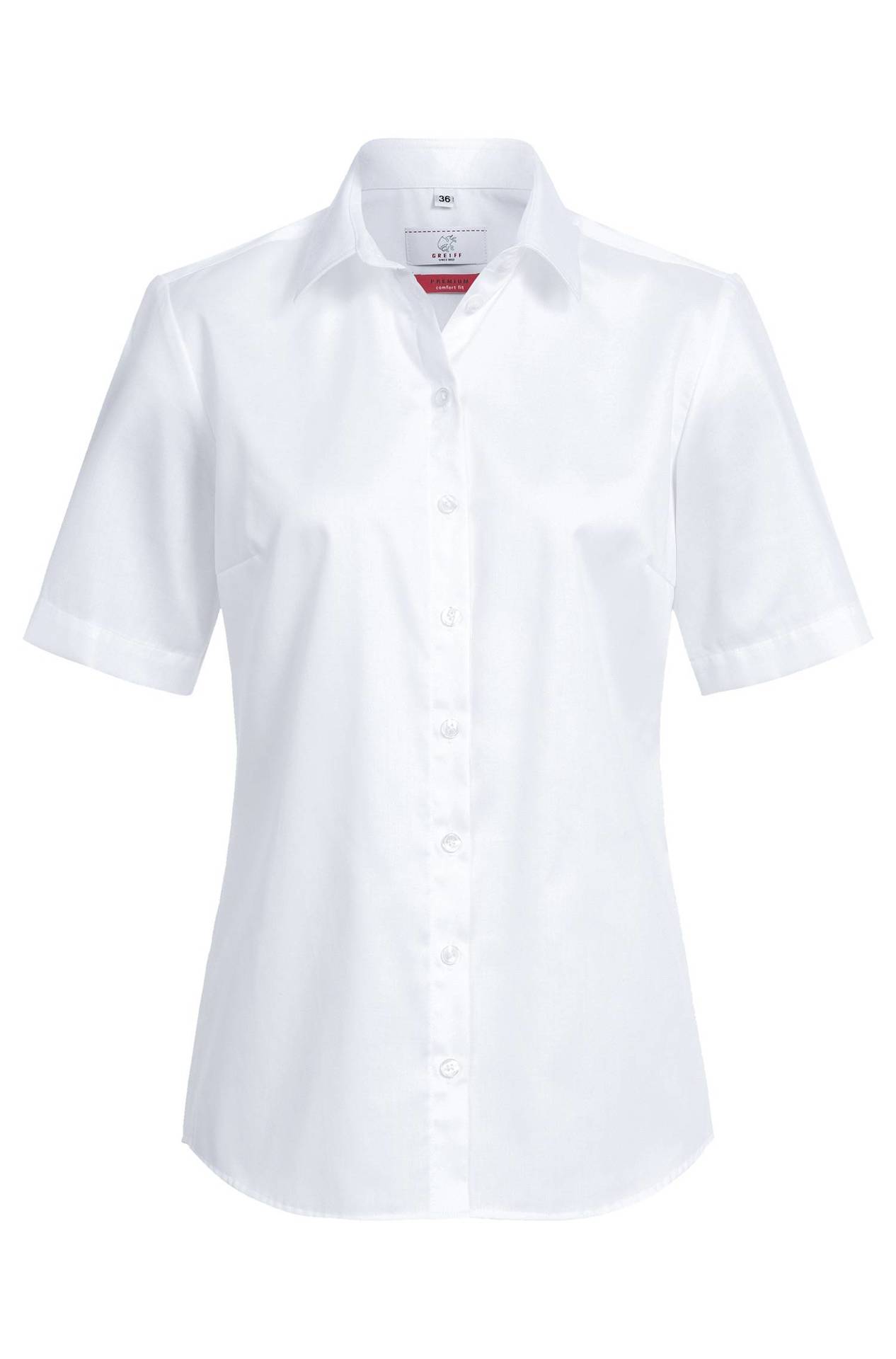 Damen-Bluse Kurzarm Comfort Fit Premium 6565.1200, Weiss Damen-Bluse Kurzarm Comfort Fit Premium