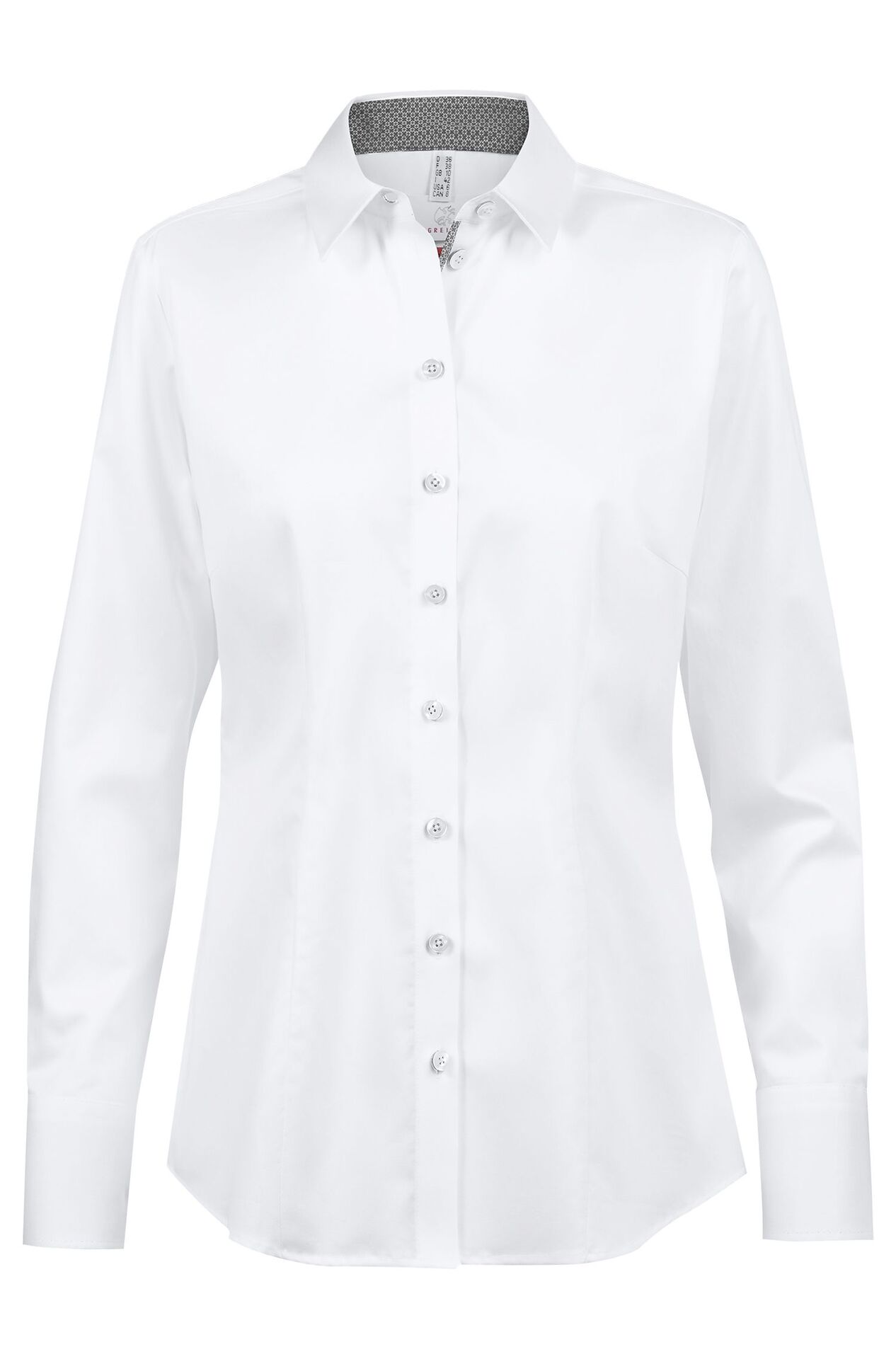 Damen-Bluse Langarm Premium 65621.1200, Weiß/Kontrast grau Damen-Bluse Langarm Premium 65621.1200