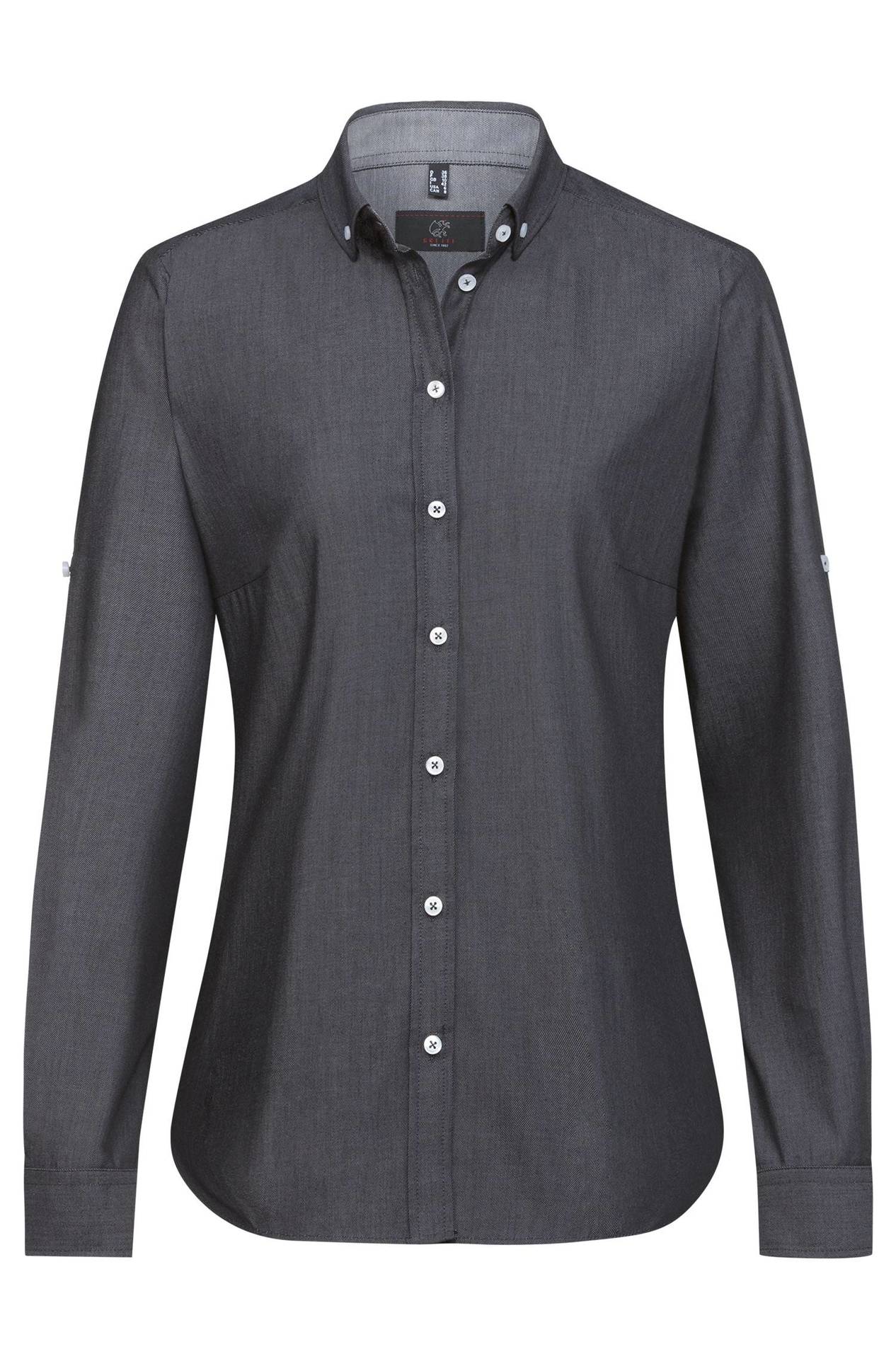 Damen-Bluse Langarm Service 65583.6980, Denimoptik anthrazit Damen-Bluse Langarm Service