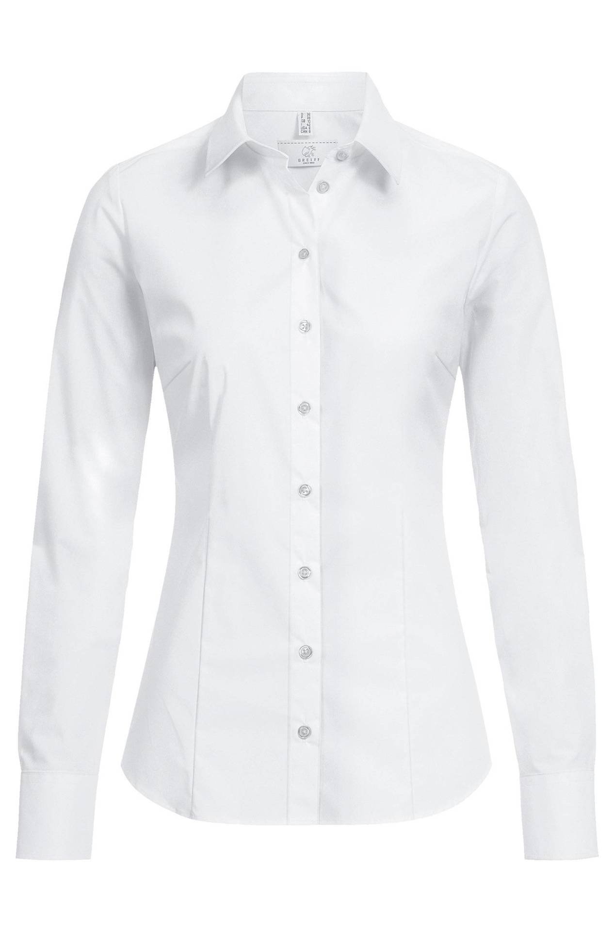 Damen-Bluse Langarm Slim Fit Basic 6510.1120, Weiss Damen-Bluse Langarm Slim Fit Basic