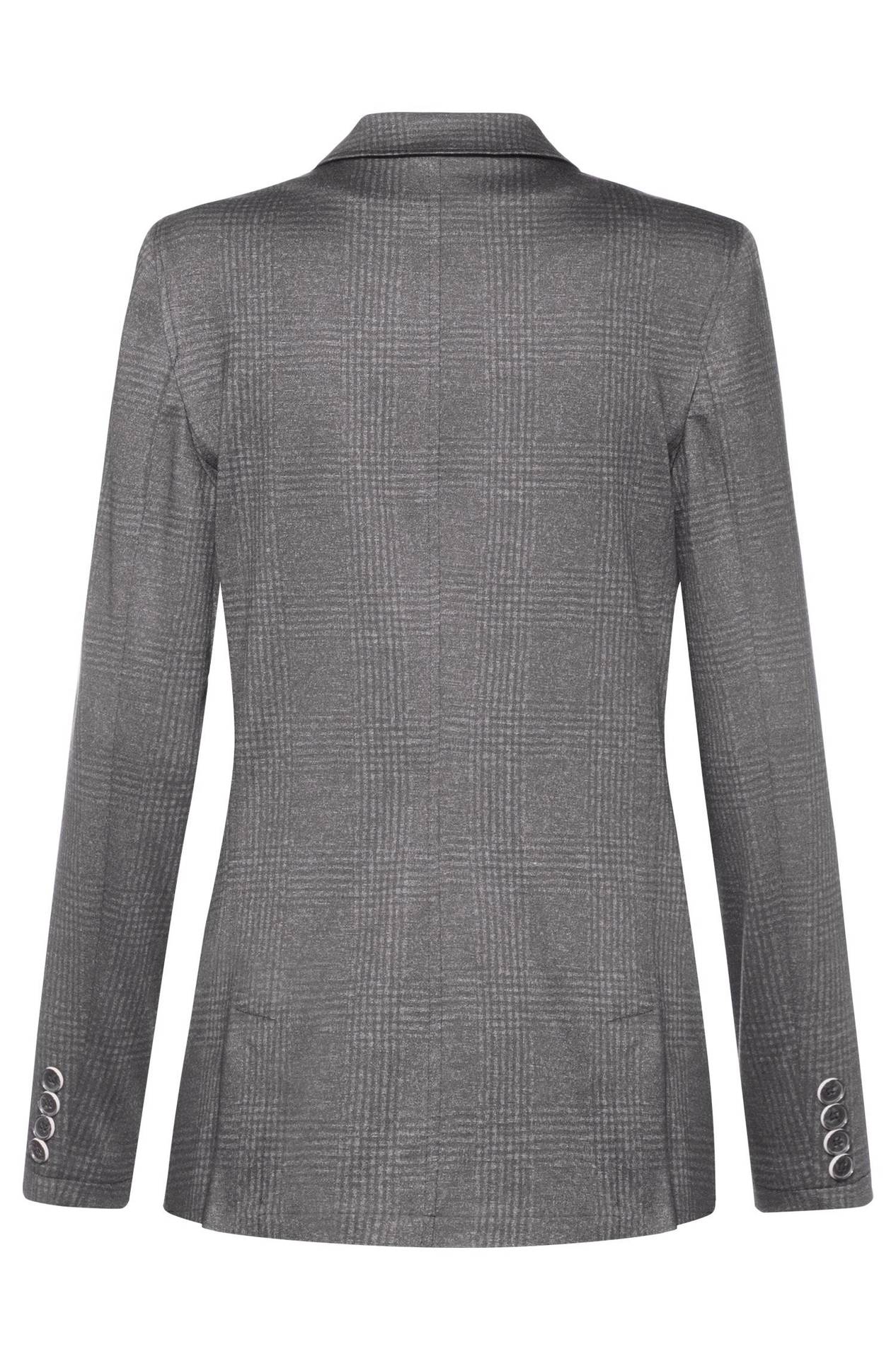 Damen-Jerseylangblazer Casual helles Glencheck Damen-Jerseylangblazer Casual 1449.2150 in Glencheck hellgrau, Rückansicht