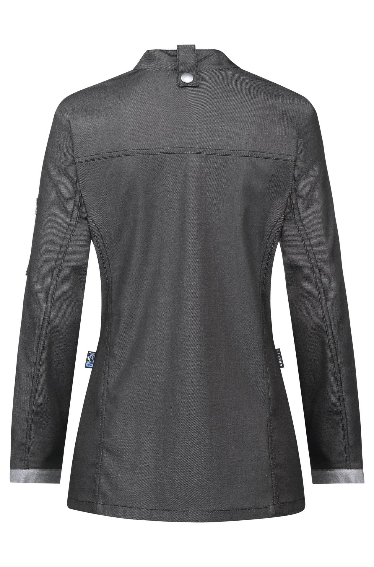 Damen-Kochjacke im Bikerstyle 5415.6910 Damen-Kochjacke im Bikerstyle 5415.6910 in Denimoptik anthrazit, Rückansicht
