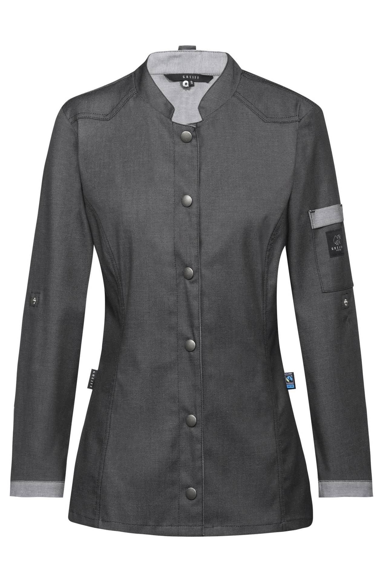 Damen-Kochjacke im Bikerstyle 5415.6910, Denimoptik anthrazit Damen-Kochjacke im Bikerstyle 5415.6910
