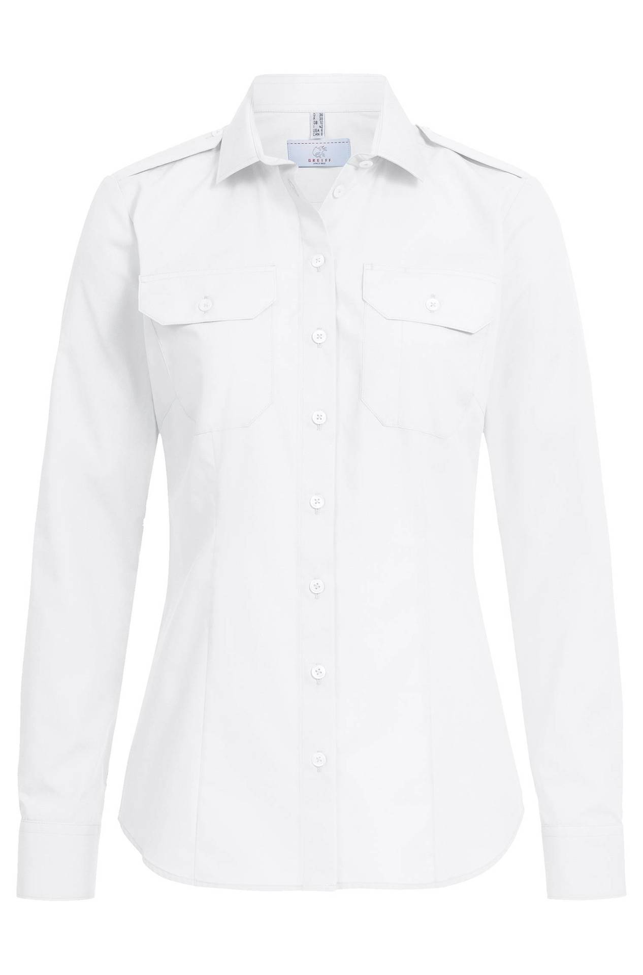 Damen-Pilotbluse Langarm Simple 6570.1450, Weiss Damen-Pilotbluse Langarm Simple 6570.1450