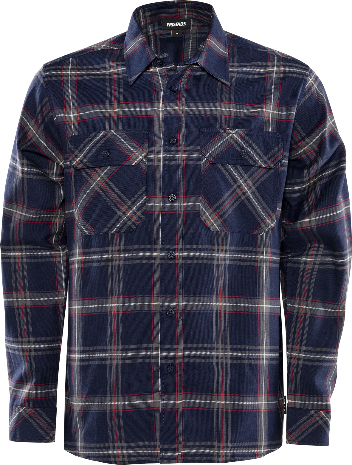 Flanellhemd Langarm 7421 MSF von Fristads in Marineblau, Vorderansicht Flanellhemd Langarm 7421 MSF