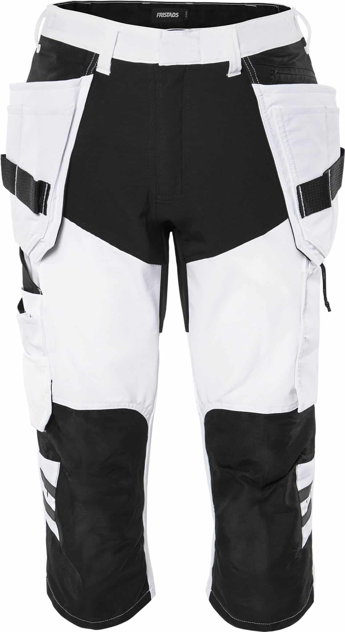Handwerker-3/4-Stretchhose 2761 LWS von Fristads in Weiß/Schwarz, Vorderansicht Handwerker-3/4-Stretchhose 2761 LWS