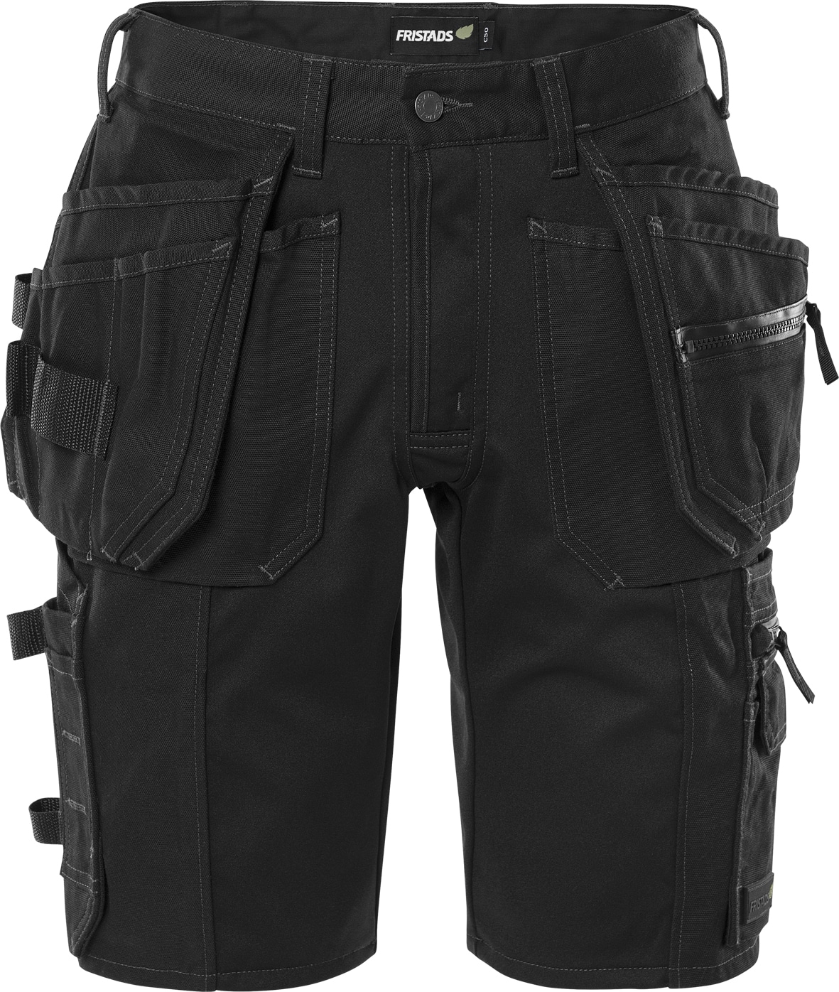 Handwerker Stretch-Shorts Green 2532 GCYD von Fristads in Schwarz, Vorderansicht Handwerker Stretch-Shorts Green 2532 GCYD