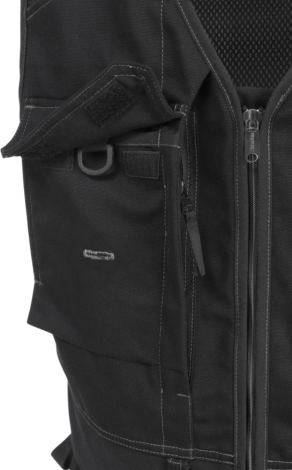 Handwerkerweste 5905 GCYD Handwerkerweste 5905 GCYD von Fristads, Detail Brusttasche mit Patte und D-Ring