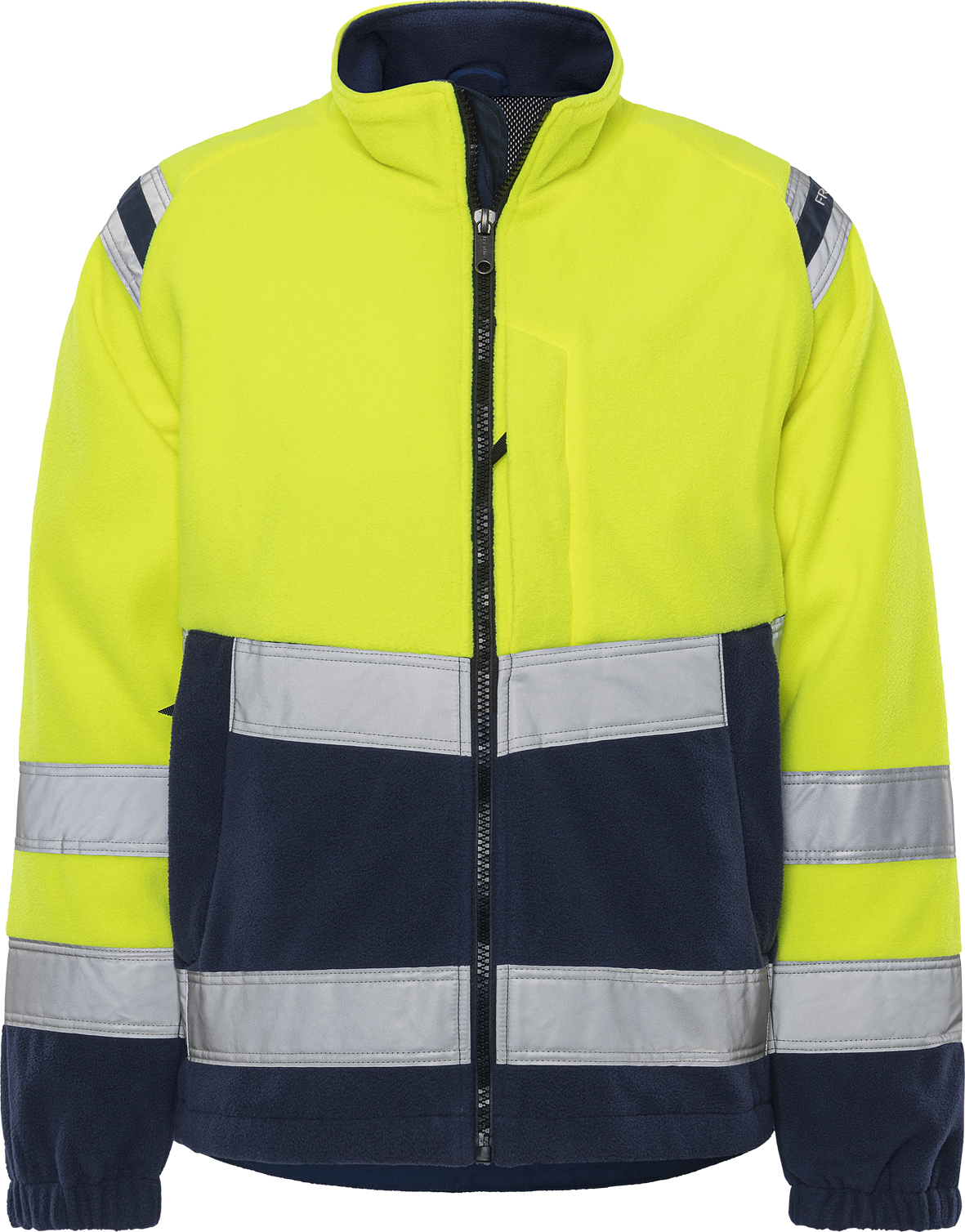 High Vis Fleecejacke Kl. 3 4041 FE von Fristads in Warnschutz-Gelb/Marine, Vorderansicht High Vis Fleecejacke Kl. 3 4041 FE
