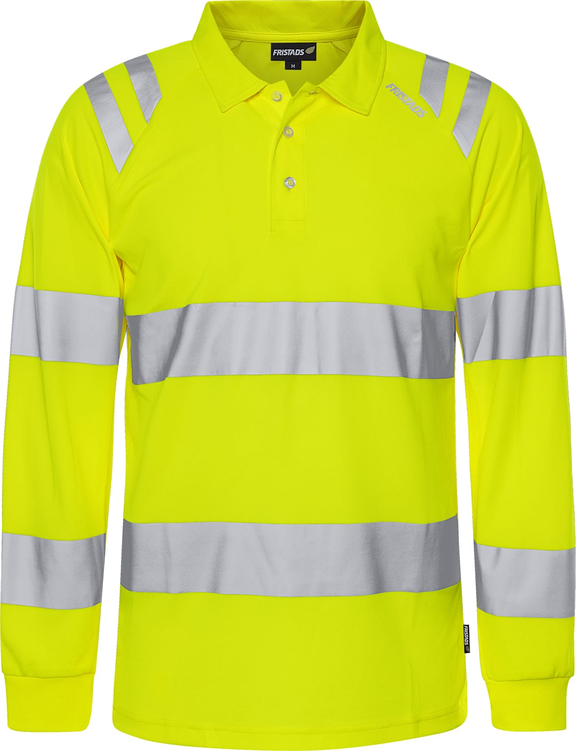 High Vis Green Funktions-Poloshirt Langarm Kl. 3 7864 GPST von Fristads in Warnschutz-Gelb, Vorderansicht High Vis Green Funktions-Poloshirt Langarm Kl. 3 7864 GPST
