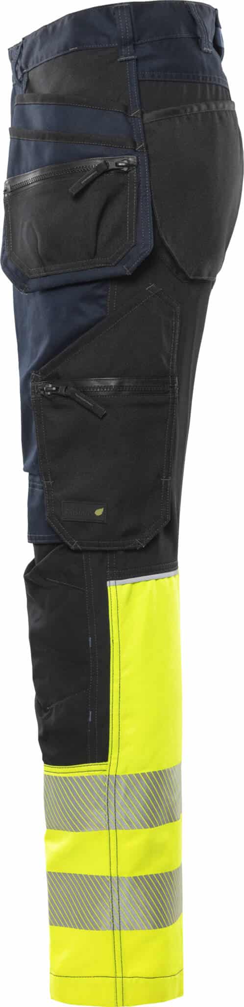 High Vis Green Handwerker-Stretchhose Kl 1 2906 GWM High Vis Green Handwerker-Stretchhose Kl 1 2906 GWM von Fristads in Warnschutz-Gelb/Dunkel Marineblau, Seitenansicht