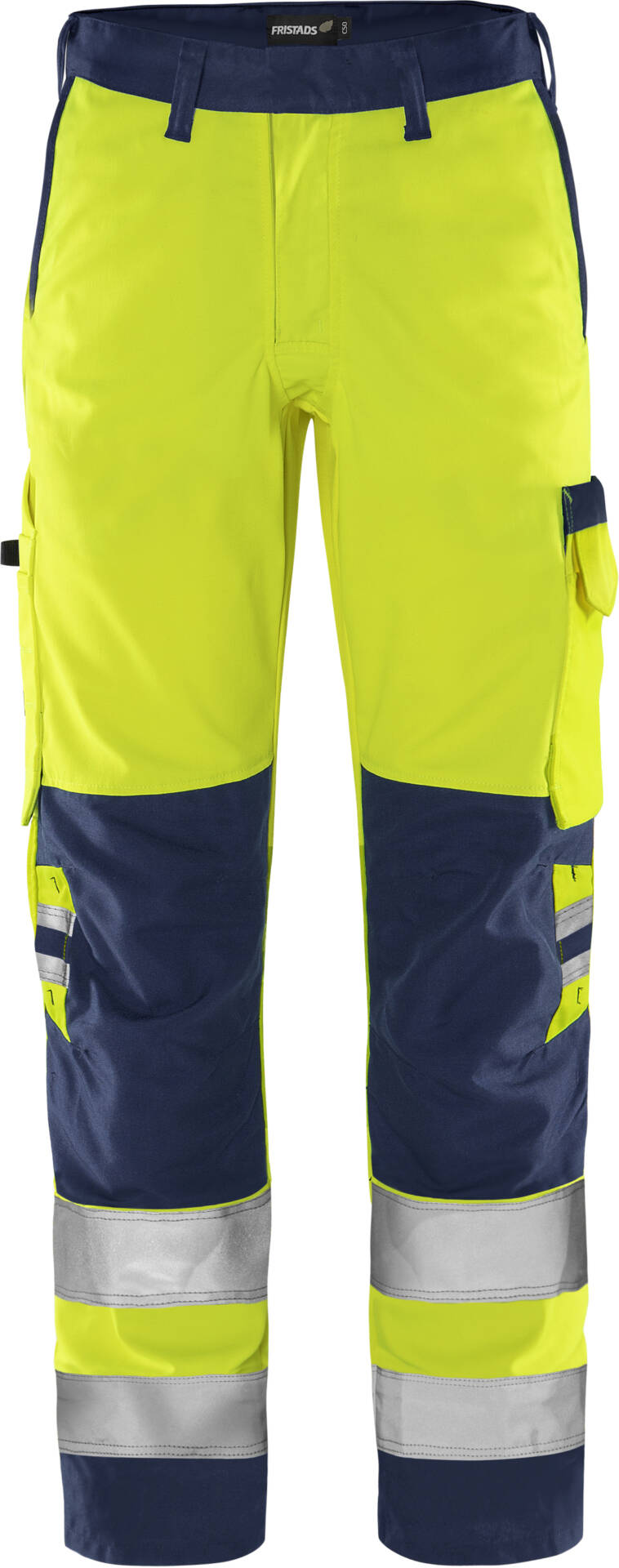 High Vis Green Hose Kl. 2 2651 GPLU von Fristads in Warnschutz-Gelb/Marine, Vorderansicht High Vis Green Hose Kl. 2 2651 GPLU