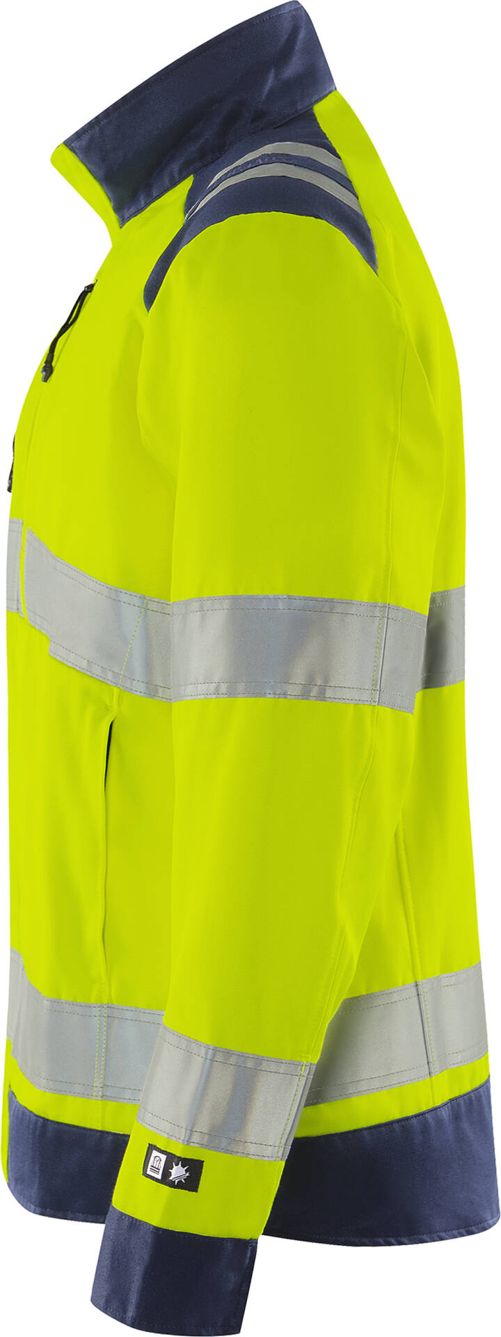 High Vis Green Jacke Damen Kl. 3 4068 GPLU High Vis Green Jacke Damen Kl. 3 4068 GPLU von Fristads in Warnschutz-Gelb/Marine, Seitenansicht
