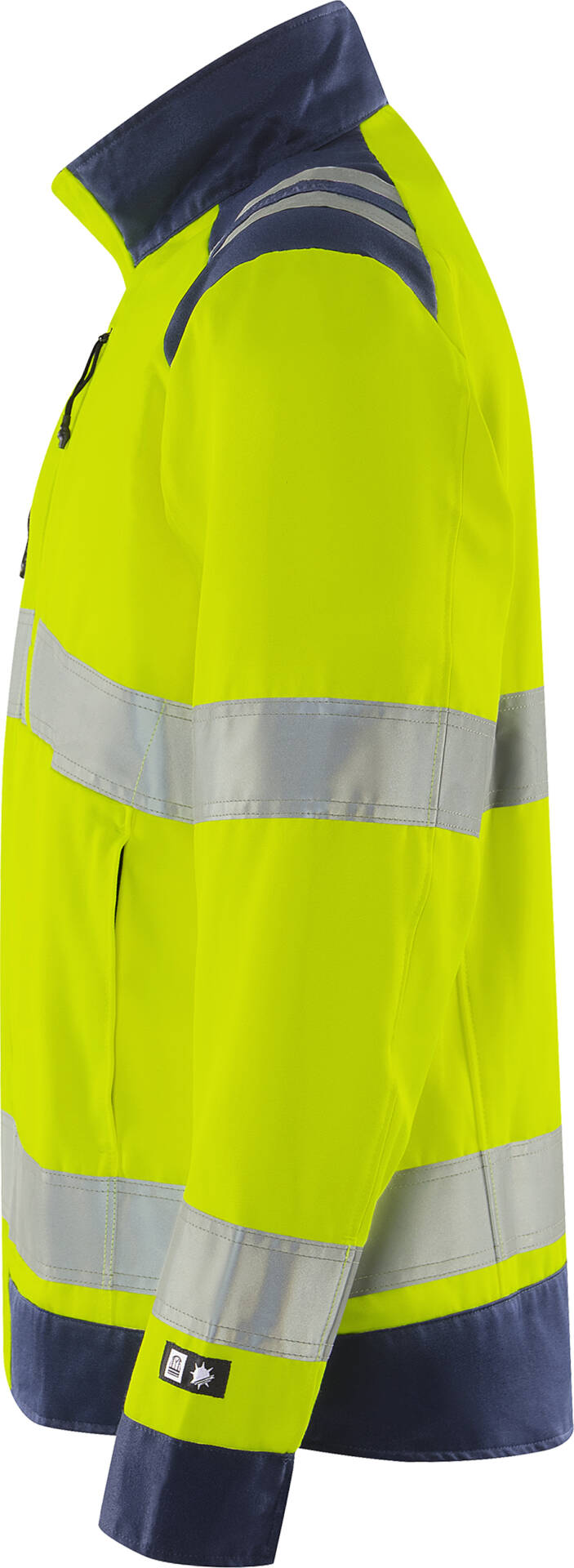 High Vis Green Jacke Kl. 3 4067 GPLU High Vis Green Jacke Kl. 3 4067 GPLU von Fristads in Warnschutz-Gelb/Marine, Seitenansicht