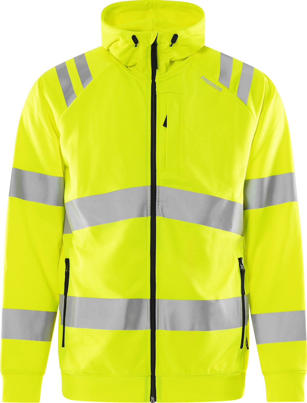 High Vis Green Kapuzen-Sweatjacke Kl. 3 7865 GPSW von Fristads in Warnschutz-Gelb, Vorderansicht High Vis Green Kapuzen-Sweatjacke Kl. 3 7865 GPSW