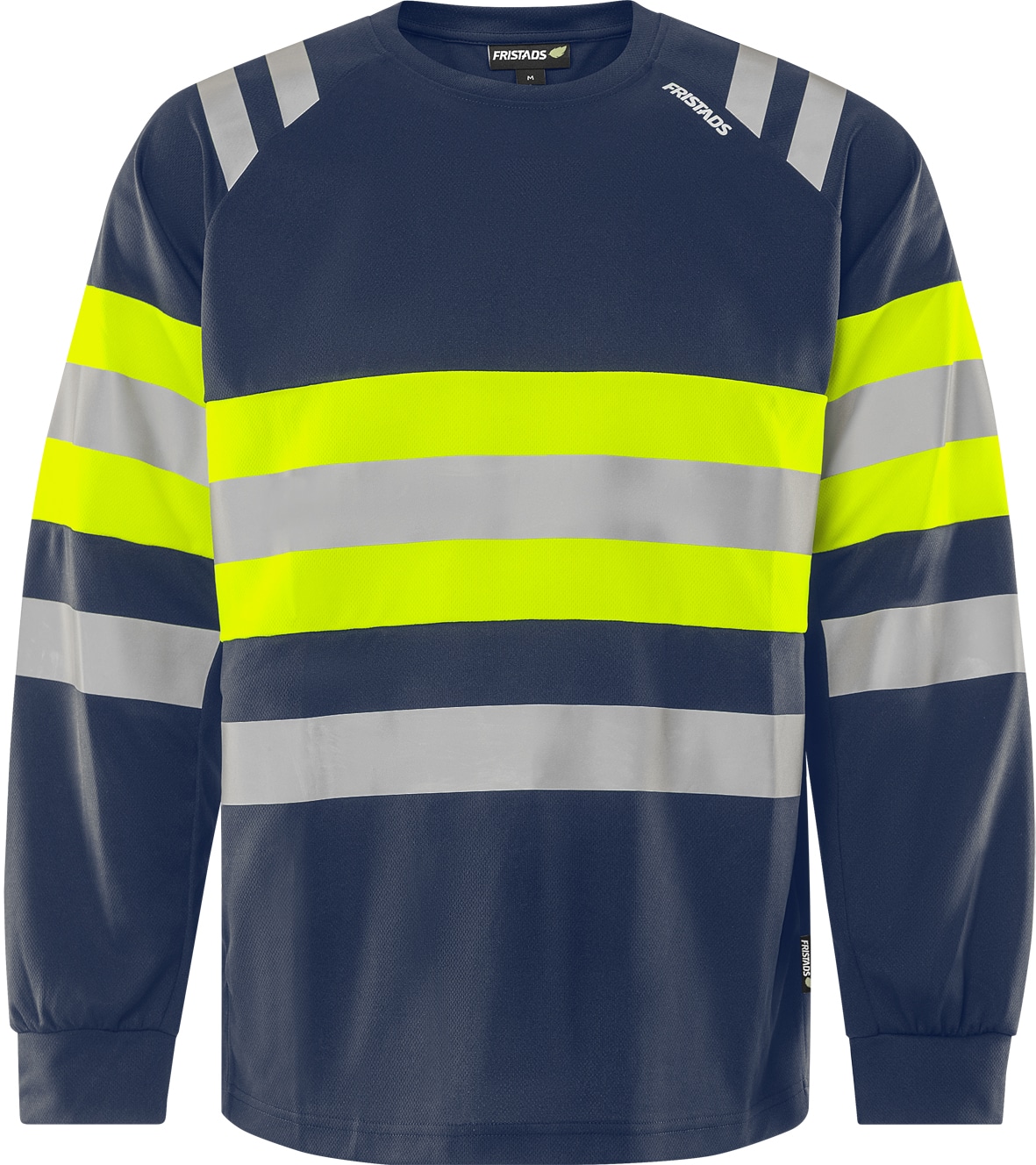 High Vis Green Langarmshirt Kl. 1 7881 GPST von Fristads in Warnschutz-Gelb/Marine, Vorderansicht High Vis Green Langarmshirt Kl. 1 7881 GPST