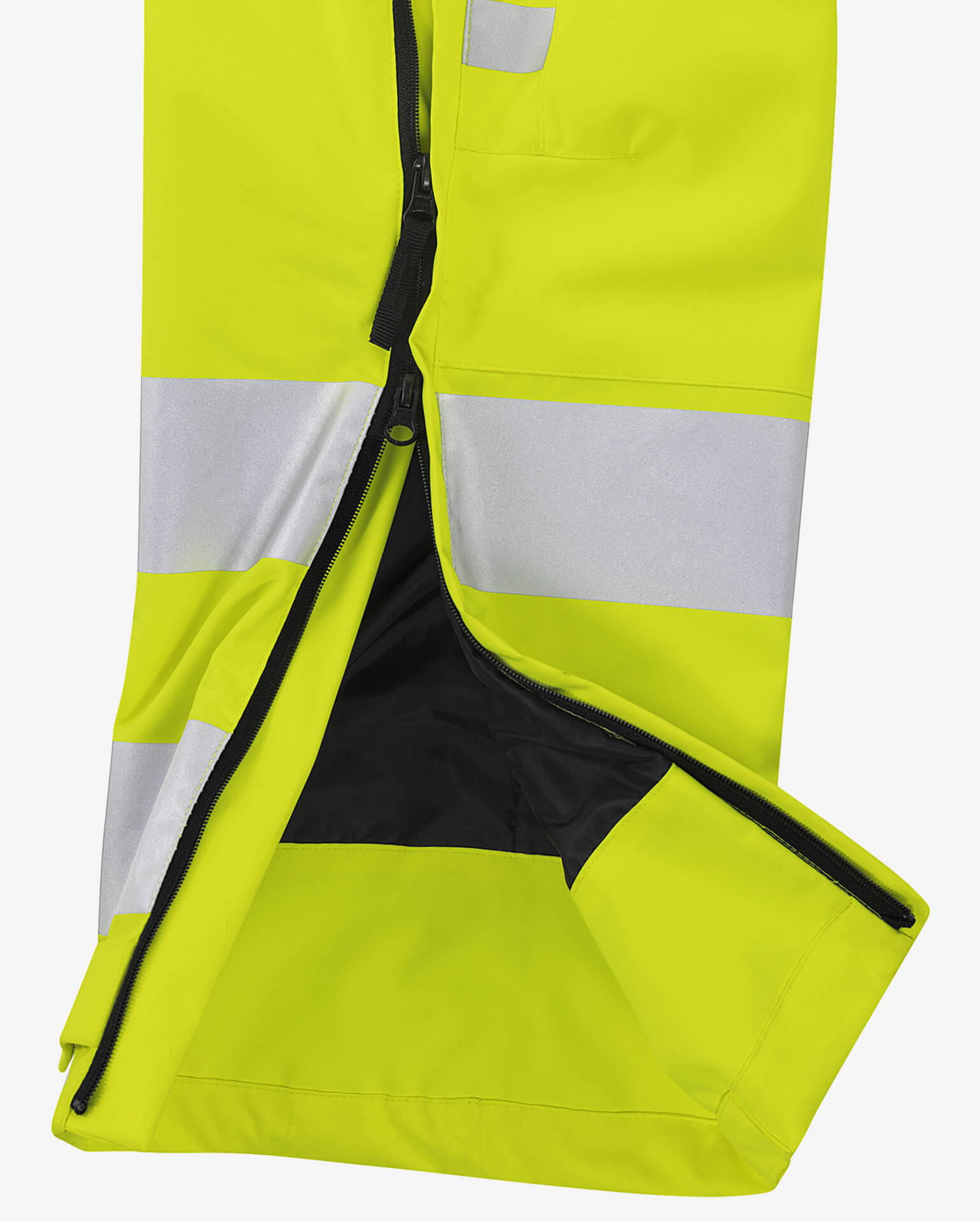 High Vis Green Stretch-Funktionshose Kl. 2 2680 GLPS High Vis Green Stretch-Funktionshose Kl. 2 2680 GLPS von Fristads, Detail Reißverschluss an der Beinaußenseite