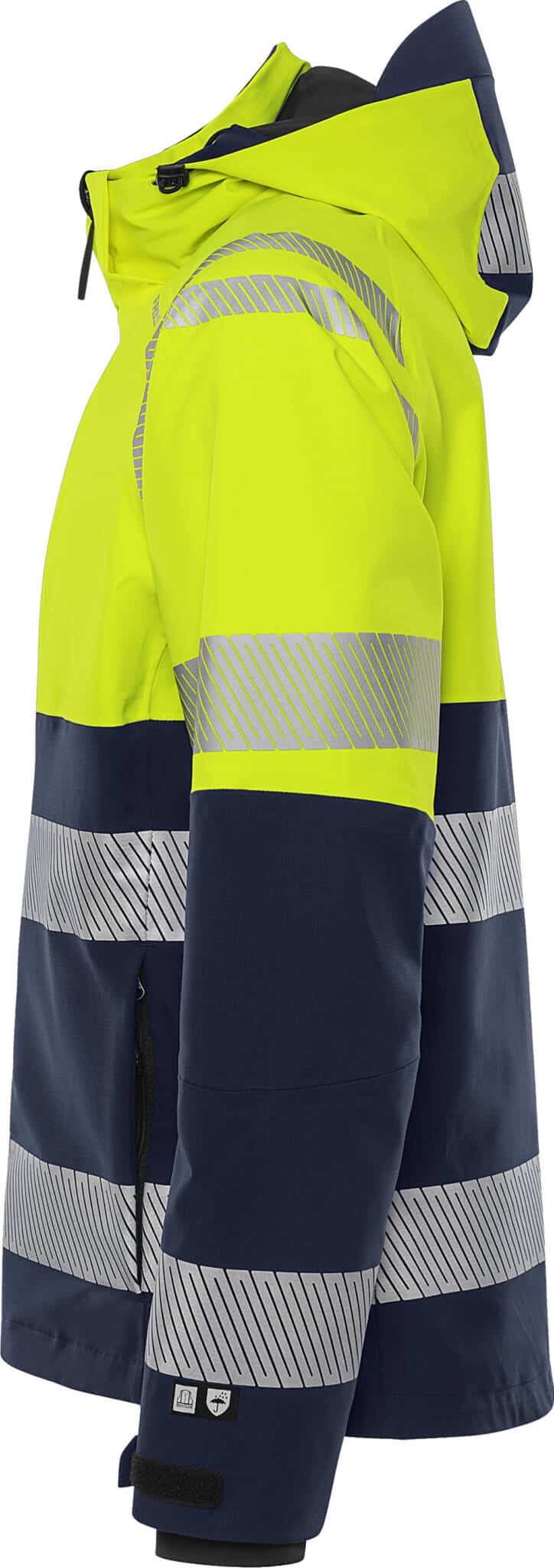 High Vis Green Stretch-Funktionsjacke Kl. 1 4690 GLS High Vis Green Stretch-Funktionsjacke Kl. 1 4690 GLS von Fristads in Warnschutz-Gelb/Marine, Seitenansicht