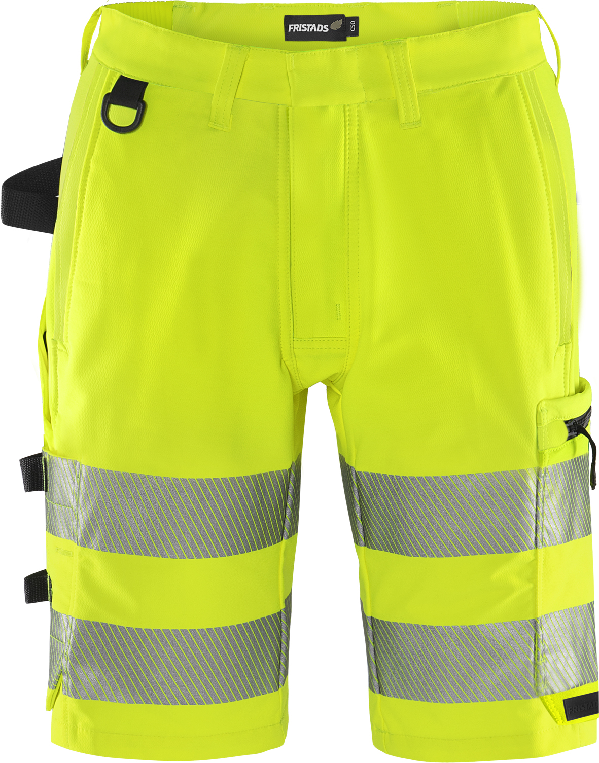 High Vis Green Stretch-Shorts Kl. 2 2648 GSTP von Fristads in Warnschutz-Gelb, Vorderansicht High Vis Green Stretch-Shorts Kl. 2 2648 GSTP