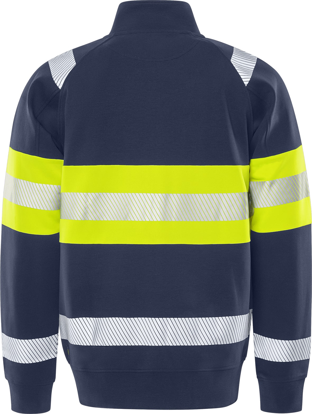 High Vis Green Stretch-Sweatjacke Kl. 1 7531 GKC High Vis Green Stretch-Sweatjacke Kl. 1 7531 GKC von Fristads in Warnschutz-Gelb/Marine, Rückansicht