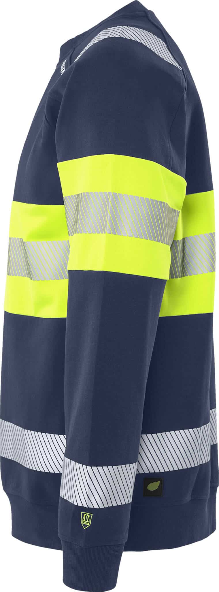 High Vis Green Stretch-Sweatshirt Kl. 1 7530 GKC High Vis Green Stretch-Sweatshirt Kl. 1 7530 GKC von Fristads in Warnschutz-Gelb/Marine, Seitenansicht