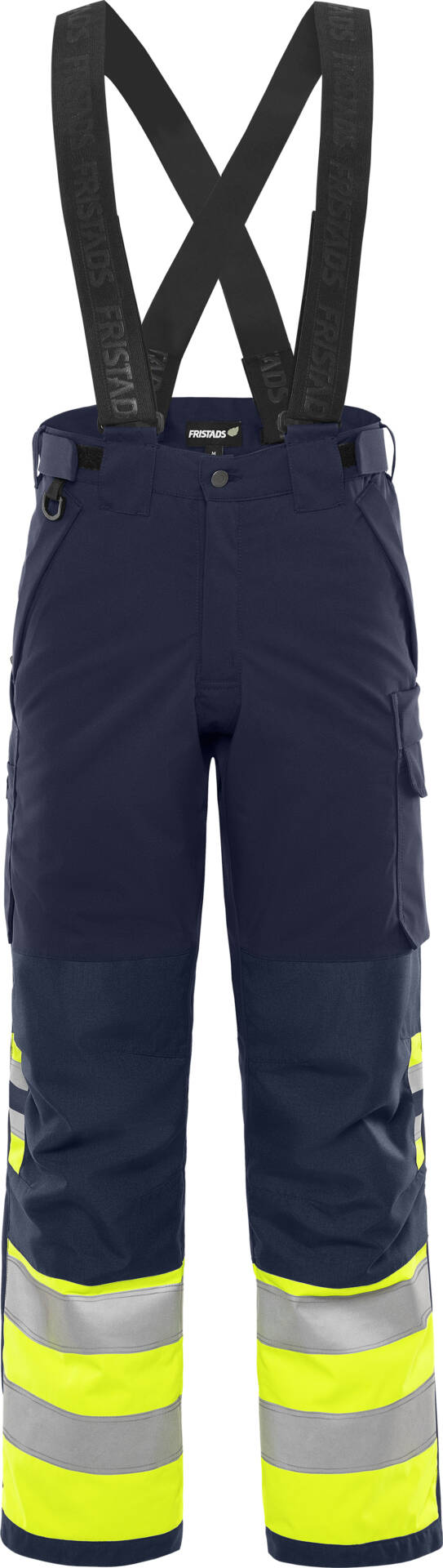 High Vis Green Stretch-Winterhose Kl. 1 2681 GLPS von Fristads in Warnschutz-Gelb/Marine, Vorderansicht High Vis Green Stretch-Winterhose Kl. 1 2681 GLPS