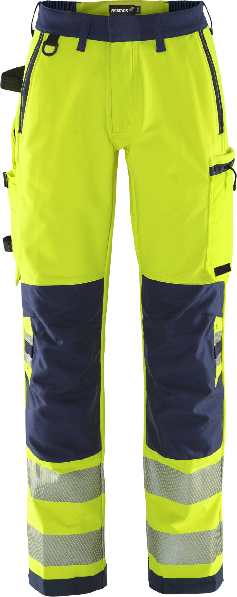 High Vis Green Stretchhose Damen Kl. 2 2665 GSTP von Fristads in Warnschutz-Gelb/Marine, Vorderansicht High Vis Green Stretchhose Damen Kl. 2 2665 GSTP