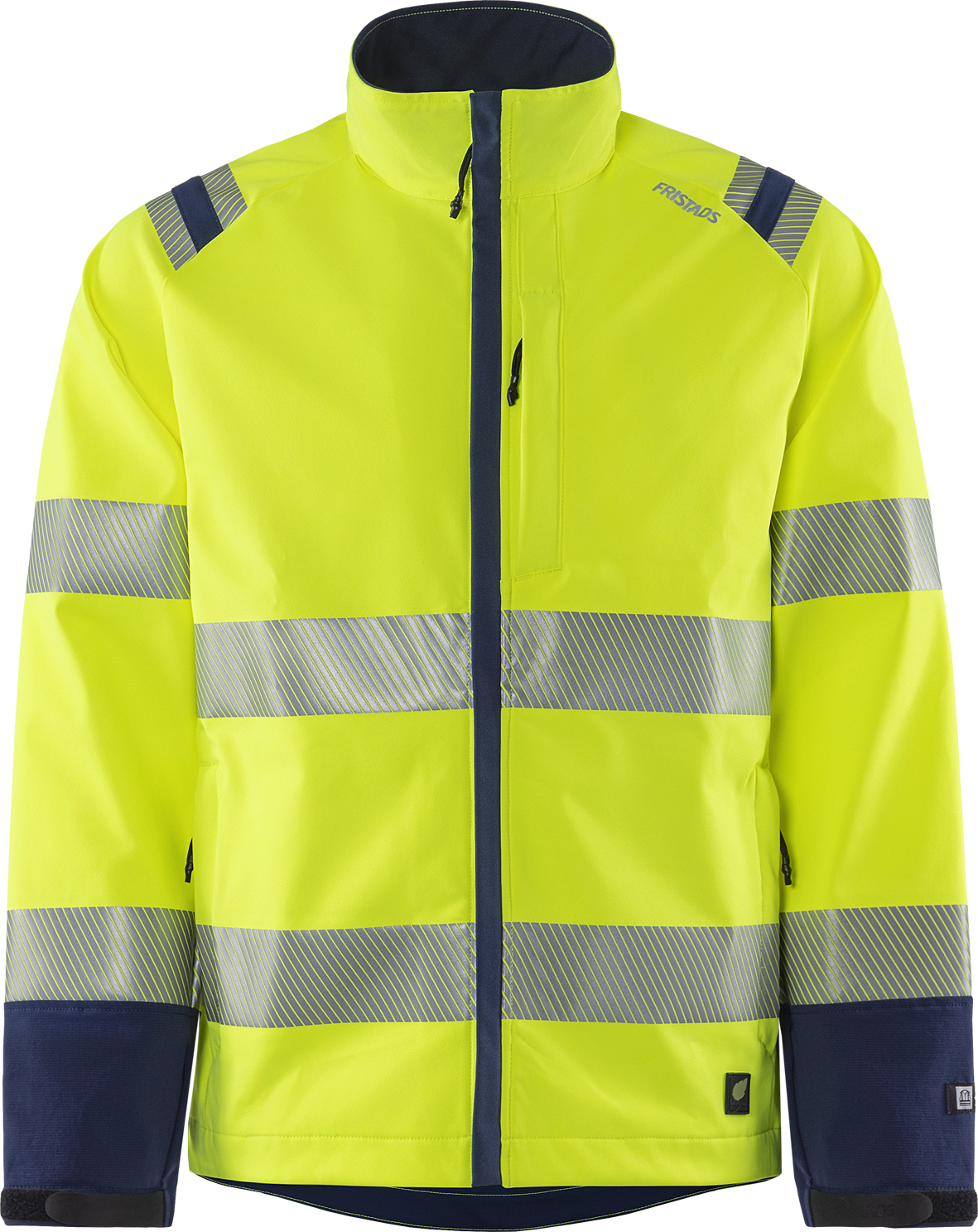 High Vis Green Stretchjacke Kl. 3 4647 GSTP von Fristads in Warnschutz-Gelb/Marine, Vorderansicht High Vis Green Stretchjacke Kl. 3 4647 GSTP