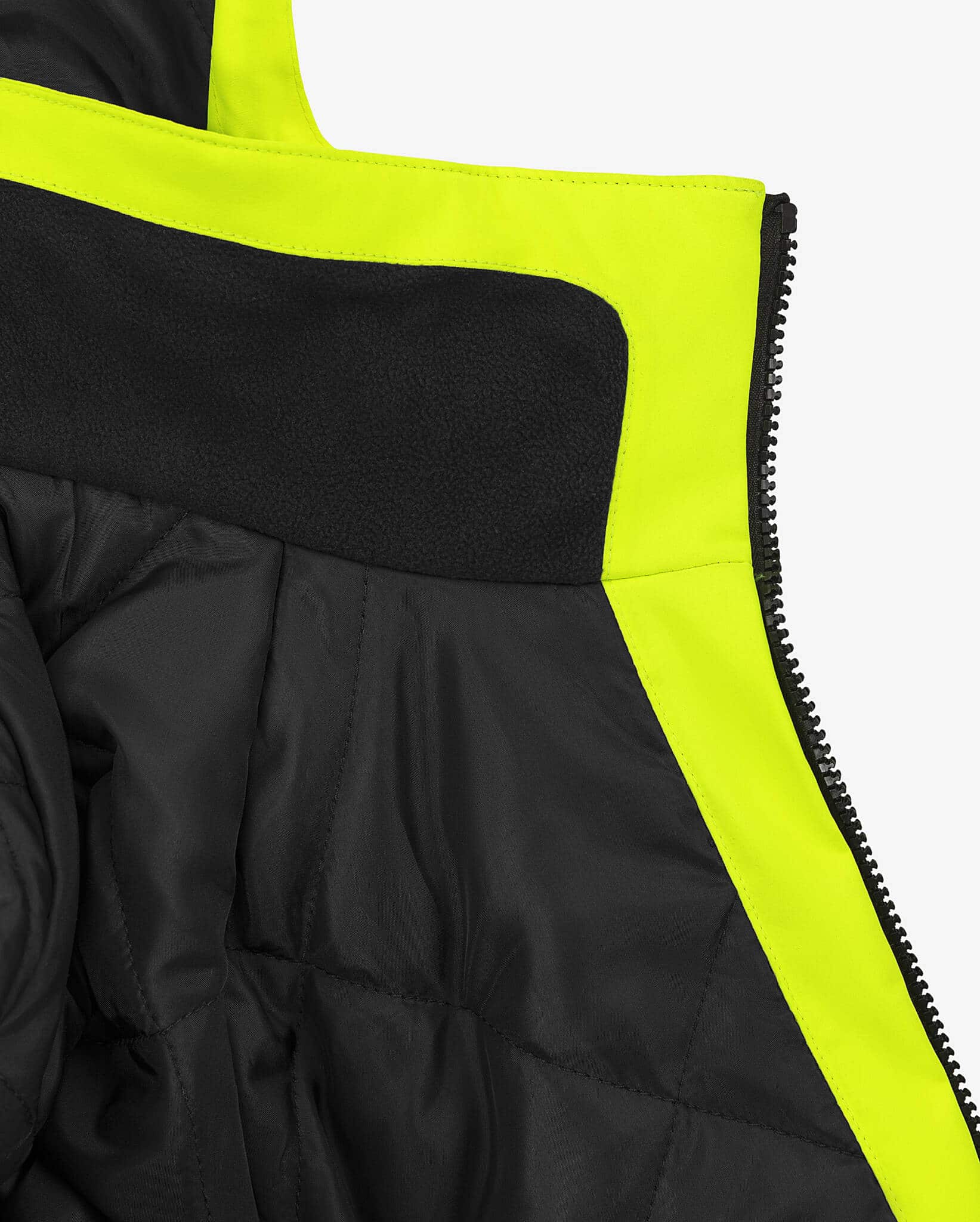 High Vis Green Winterjacke Kl. 3 4682 GLPS High Vis Green Winterjacke Kl. 3 4682 GLPS von Fristads, Detail fleecegefütterter Kragen und Steppfutter