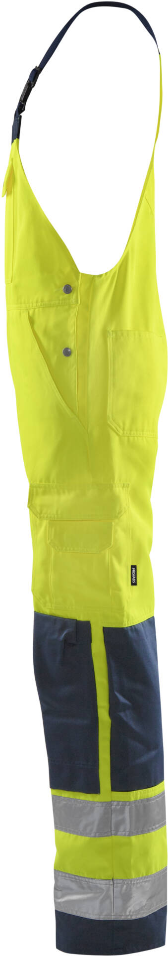 High Vis Latzhose Kl. 2 1001 TH High Vis Latzhose Kl. 2 1001 TH von Fristads in Warnschutz-Gelb/Marine, Seitenansicht