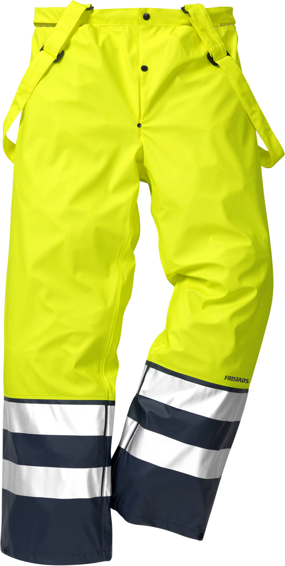 High Vis Regenhose Kl. 2 2625 RS von Fristads in Warnschutz-Gelb/Marine, Vorderansicht High Vis Regenhose Kl. 2 2625 RS