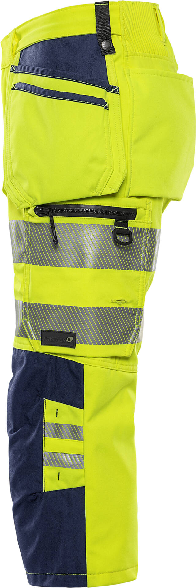 High Vis Stretch-3/4-Hose Kl. 2 2666 GSTP High Vis Stretch-3/4-Hose Kl. 2 2666 GSTP von Fristads in Warnschutz-Gelb/Marine, Seitenansicht