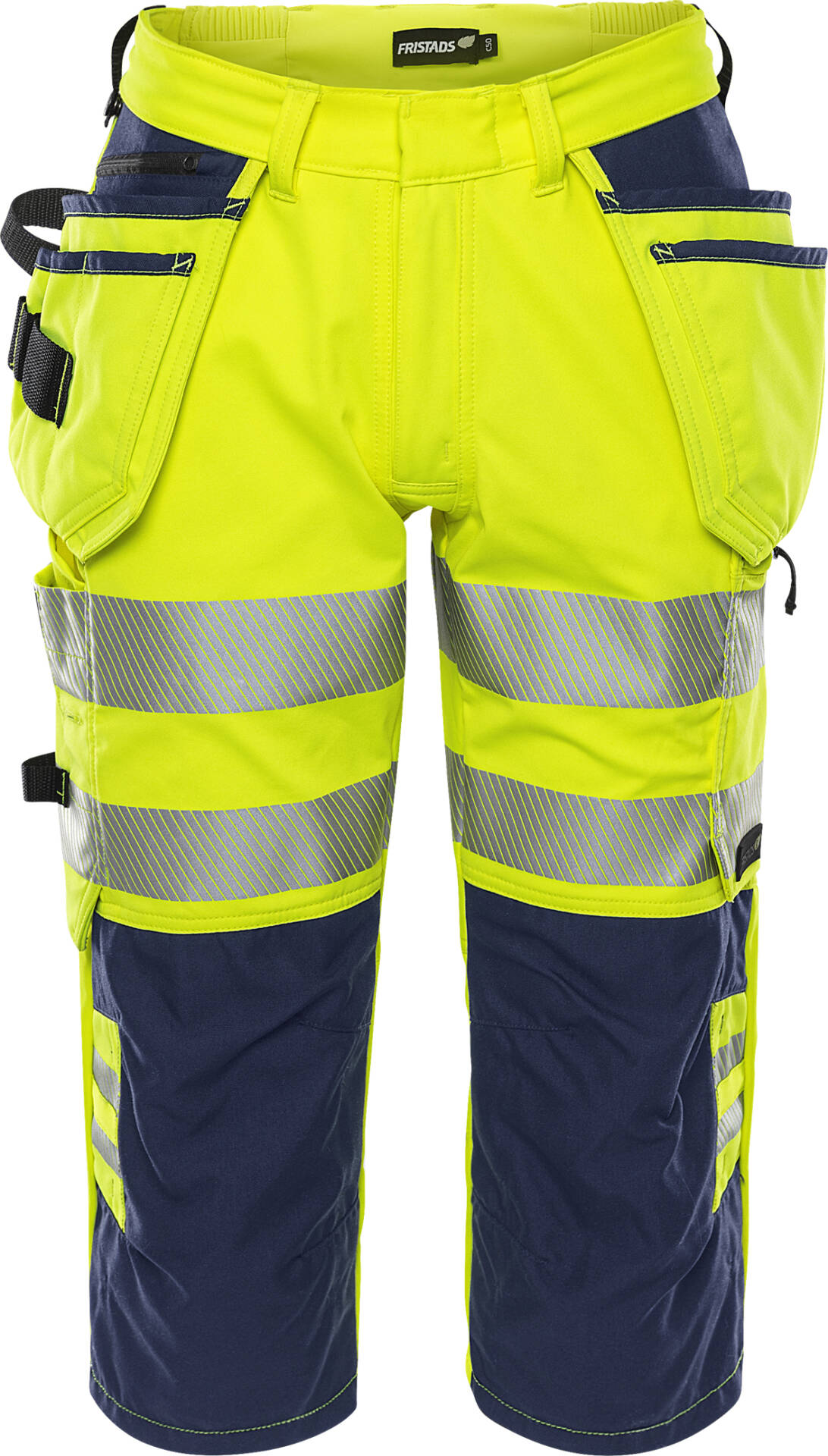 High Vis Stretch-3/4-Hose Kl. 2 2666 GSTP von Fristads in Warnschutz-Gelb/Marine, Vorderansicht High Vis Stretch-3/4-Hose Kl. 2 2666 GSTP