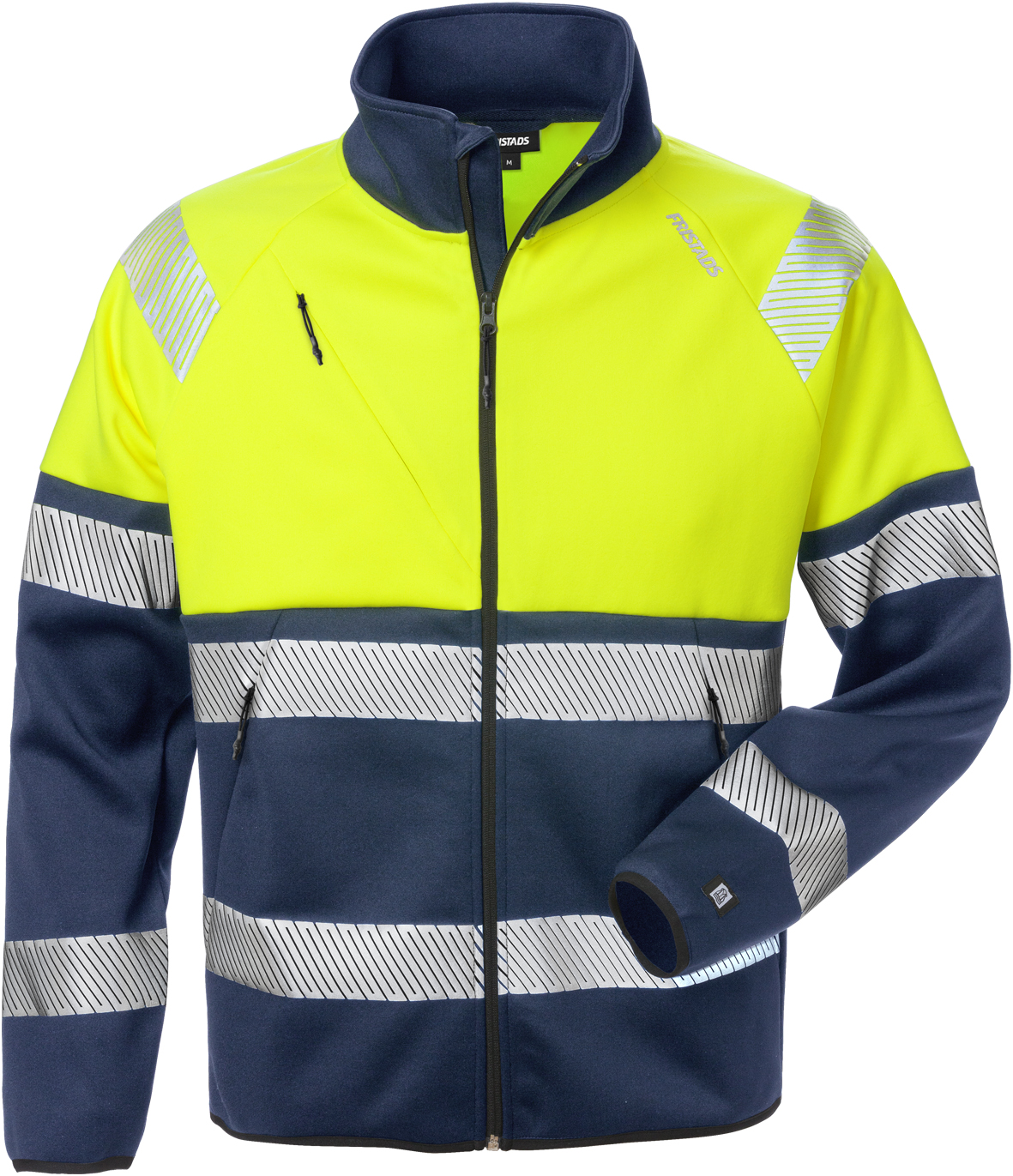 High Vis Sweatjacke Kl. 1 4517 SSL von Fristads in Warnschutz-Gelb/Marine, Vorderansicht High Vis Sweatjacke Kl. 1 4517 SSL