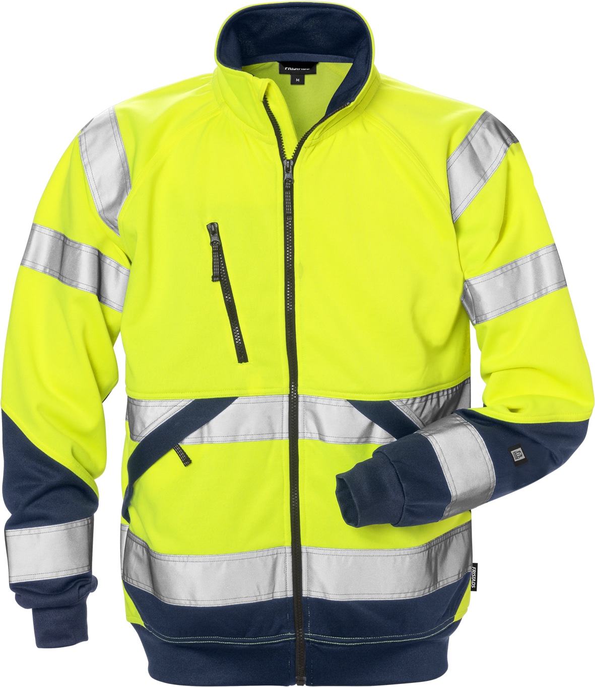 High Vis Sweatjacke Kl. 3 7426 SHV von Fristads in Warnschutz-Gelb/Marine, Vorderansicht High Vis Sweatjacke Kl. 3 7426 SHV