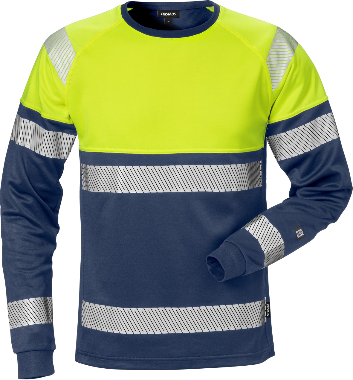 High Vis T-Shirt Langarm Kl. 1 7519 THV von Fristads in Warnschutz-Gelb/Marine, Vorderansicht High Vis T-Shirt Langarm Kl. 1 7519 THV
