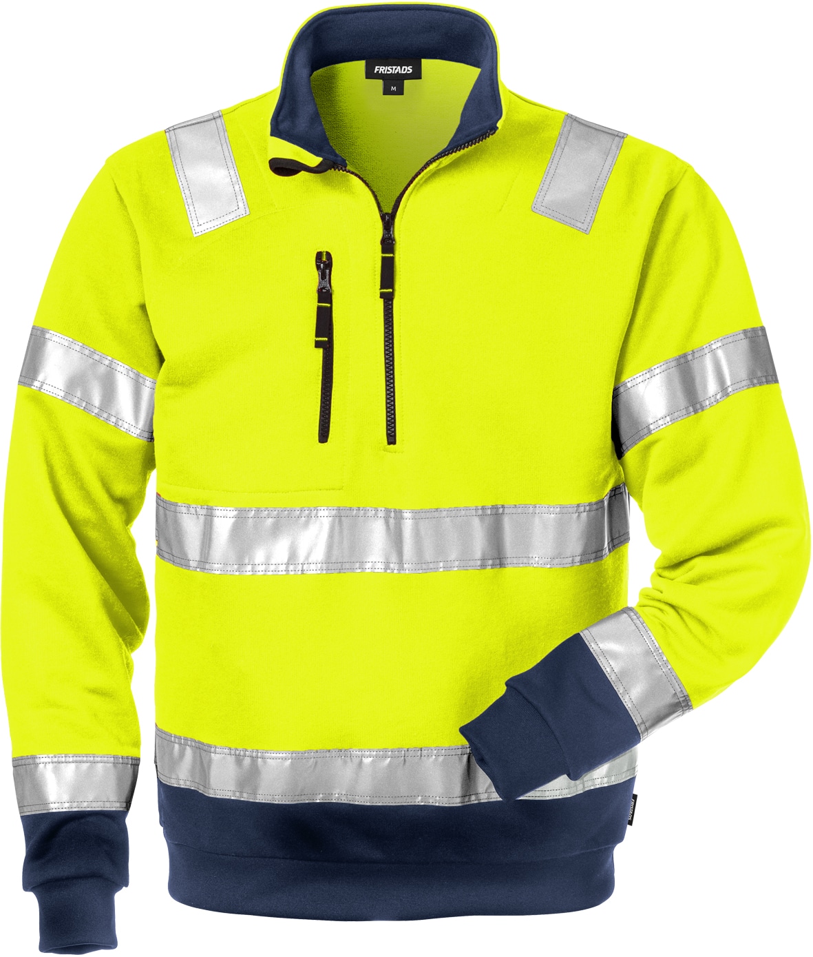 High Vis Zipper-Sweatshirt Kl. 3 728 SHV von Fristads in Warnschutz-Gelb/Marine, Vorderansicht High Vis Zipper-Sweatshirt Kl. 3 728 SHV