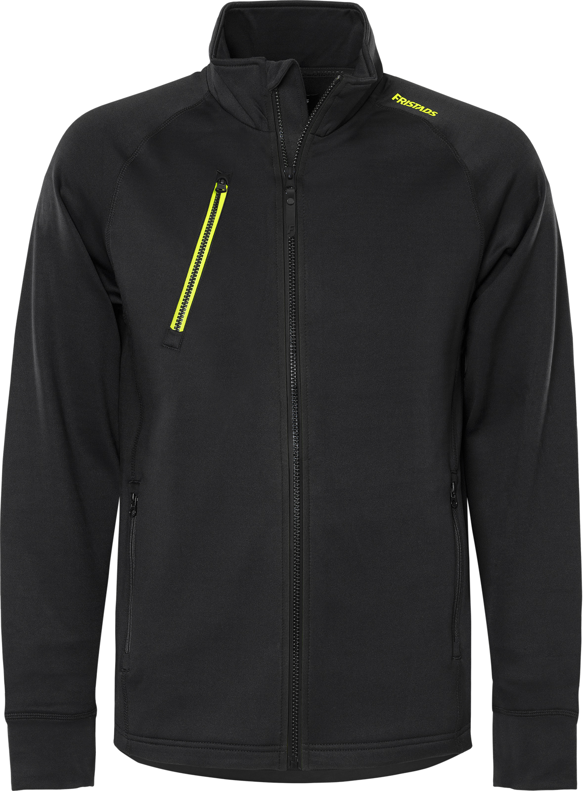 Polartec® Stretch Fleecejacke 4870 GPY von Fristads in Schwarz, Vorderansicht Polartec® Stretch Fleecejacke 4870 GPY