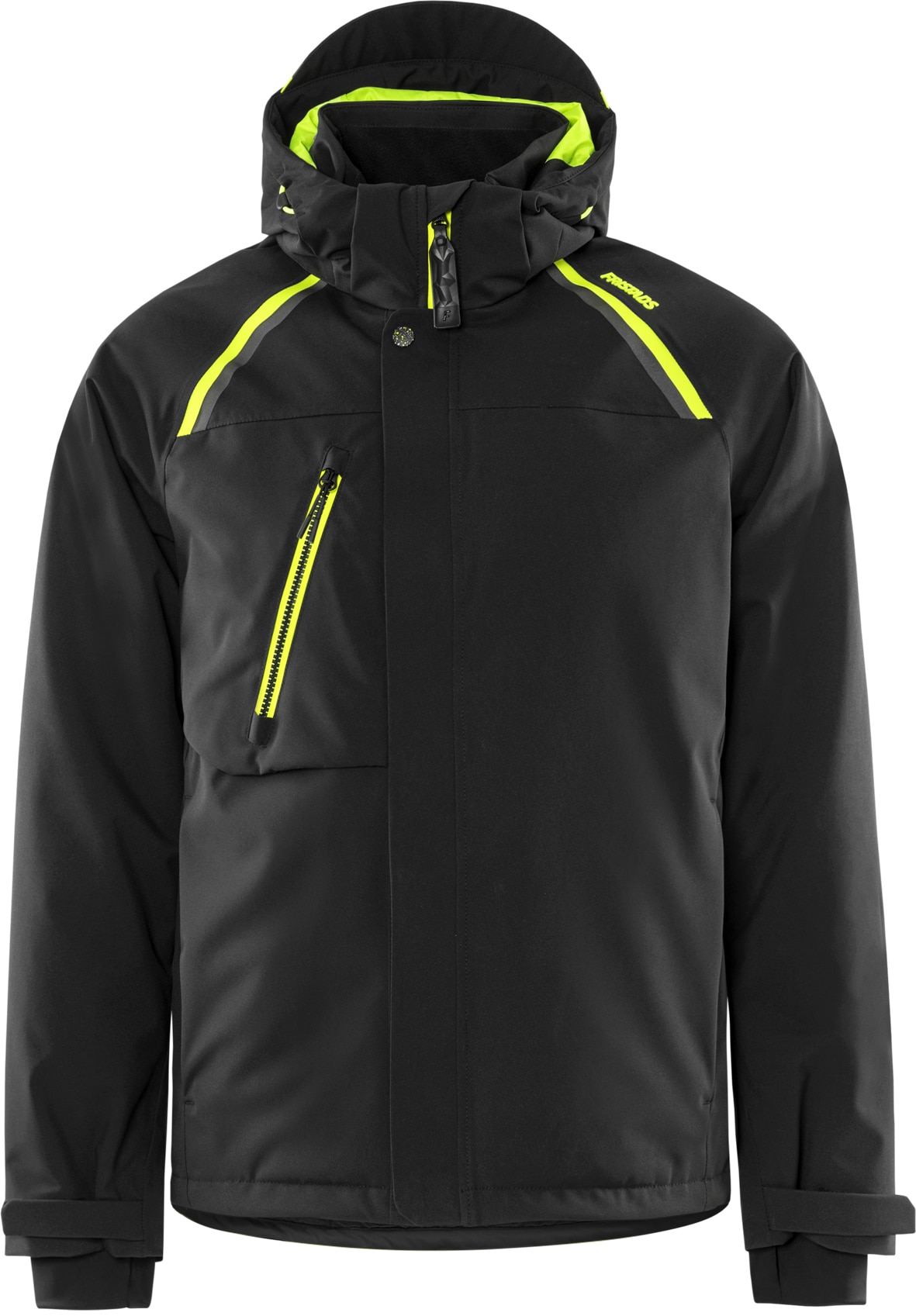PrimaLoft® Stretch-Winterjacke 4873 GLPS von Fristads in Schwarz, Vorderansicht PrimaLoft® Stretch-Winterjacke 4873 GLPS