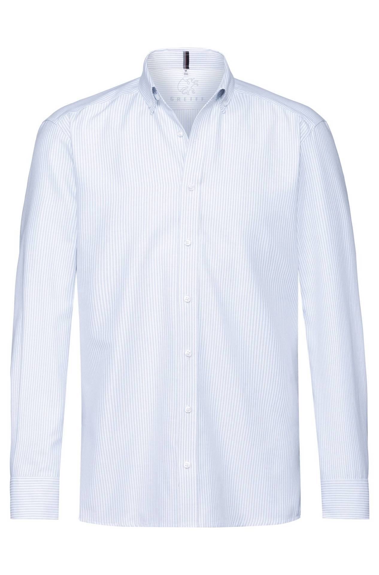 Herren-Hemd Buttondown Langarm Casual 6723.1286, Blau/weiß gestreift Herren-Hemd Buttondown Langarm Casual Streifen