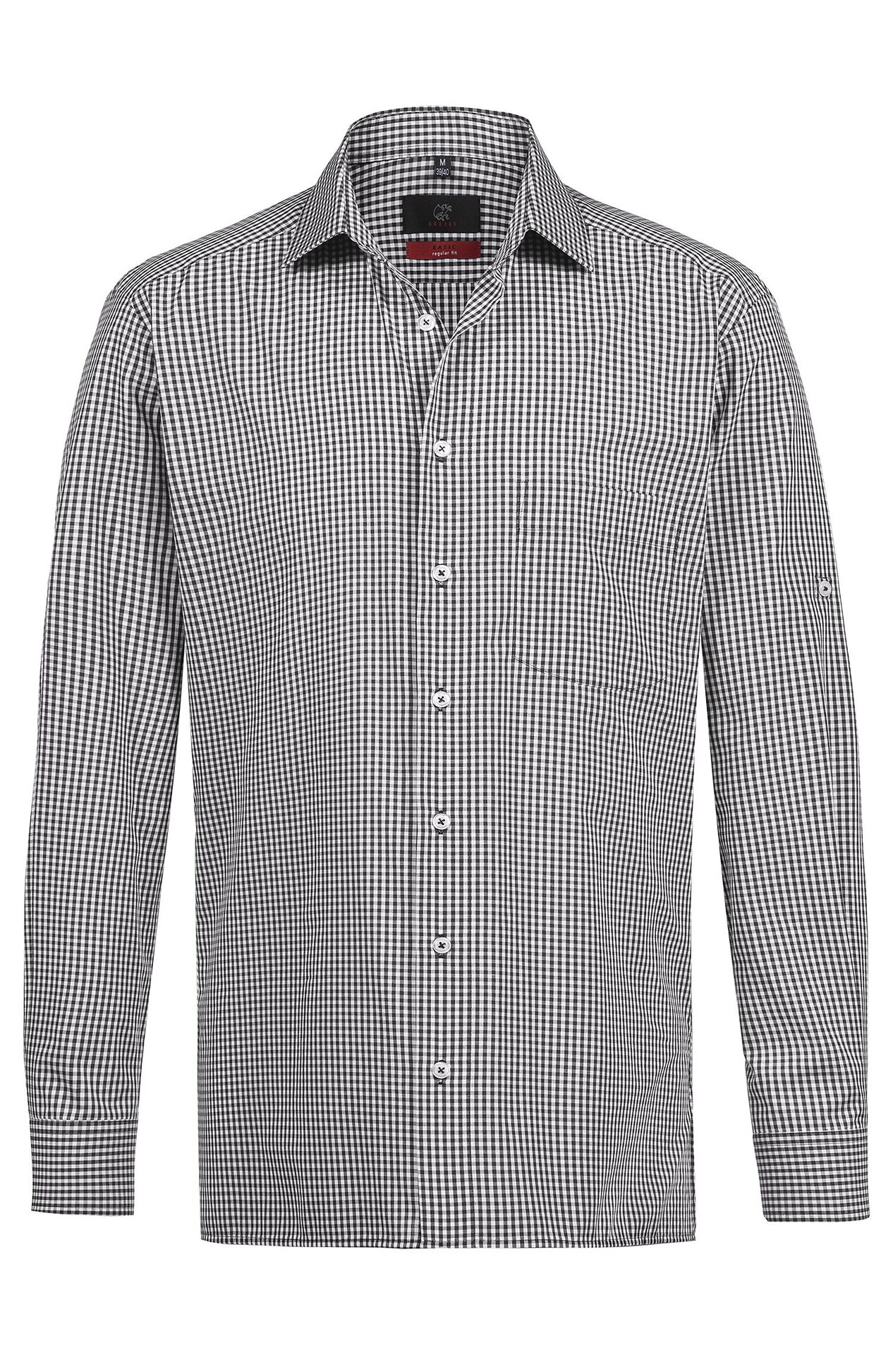 Herren-Hemd Langarm Basic 67213.1170, Vichy karo schwarz Herren-Hemd Langarm Basic Vichy-Karo