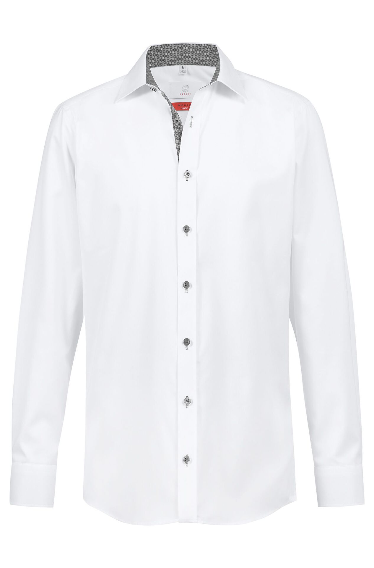 Herren-Hemd Langarm Modern 37.5 67271.1770, Weiß/Kontrast grau Herren-Hemd Langarm Modern 37.5 Kontrast