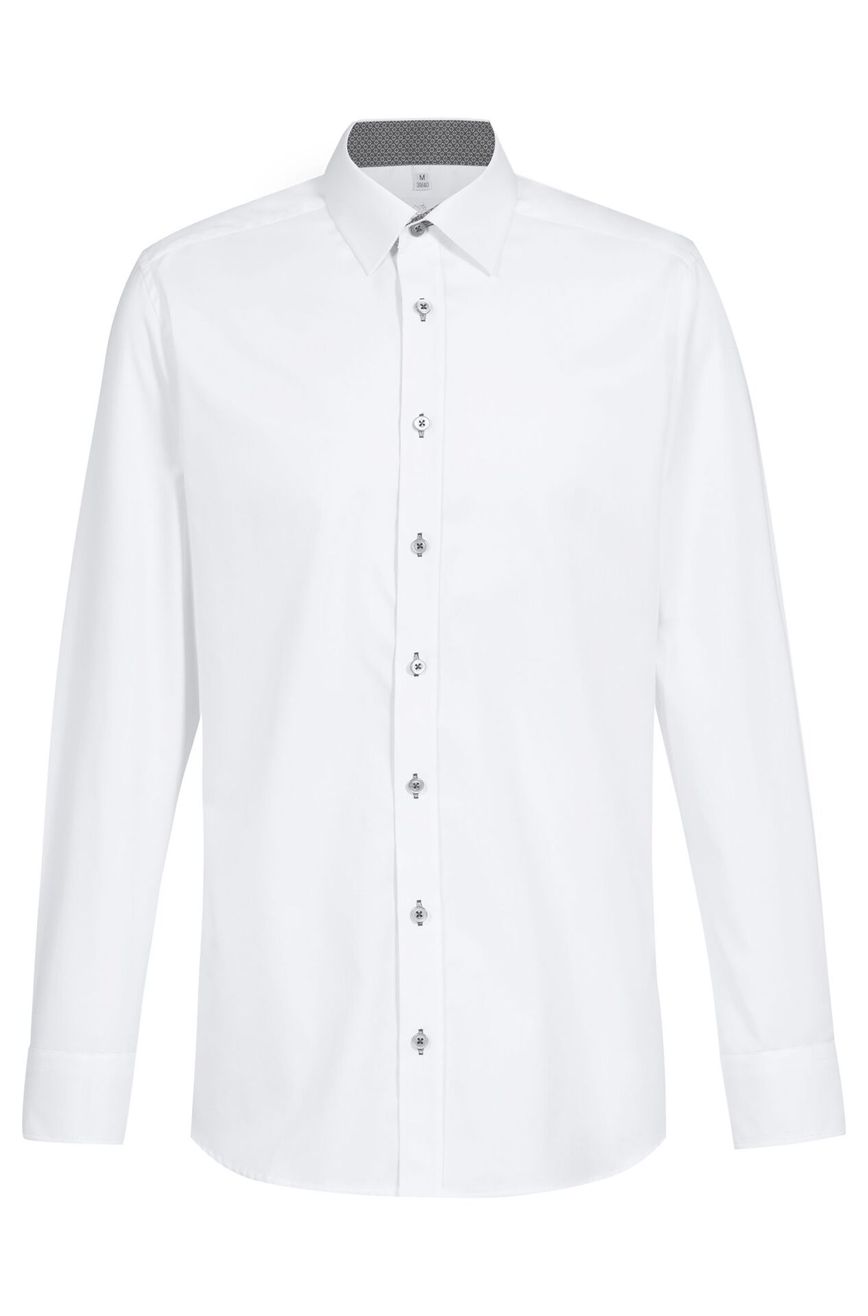 Herren-Hemd Langarm Premium 67621.1200, Weiß/Kontrast grau Herren-Hemd Langarm Premium Kontrast