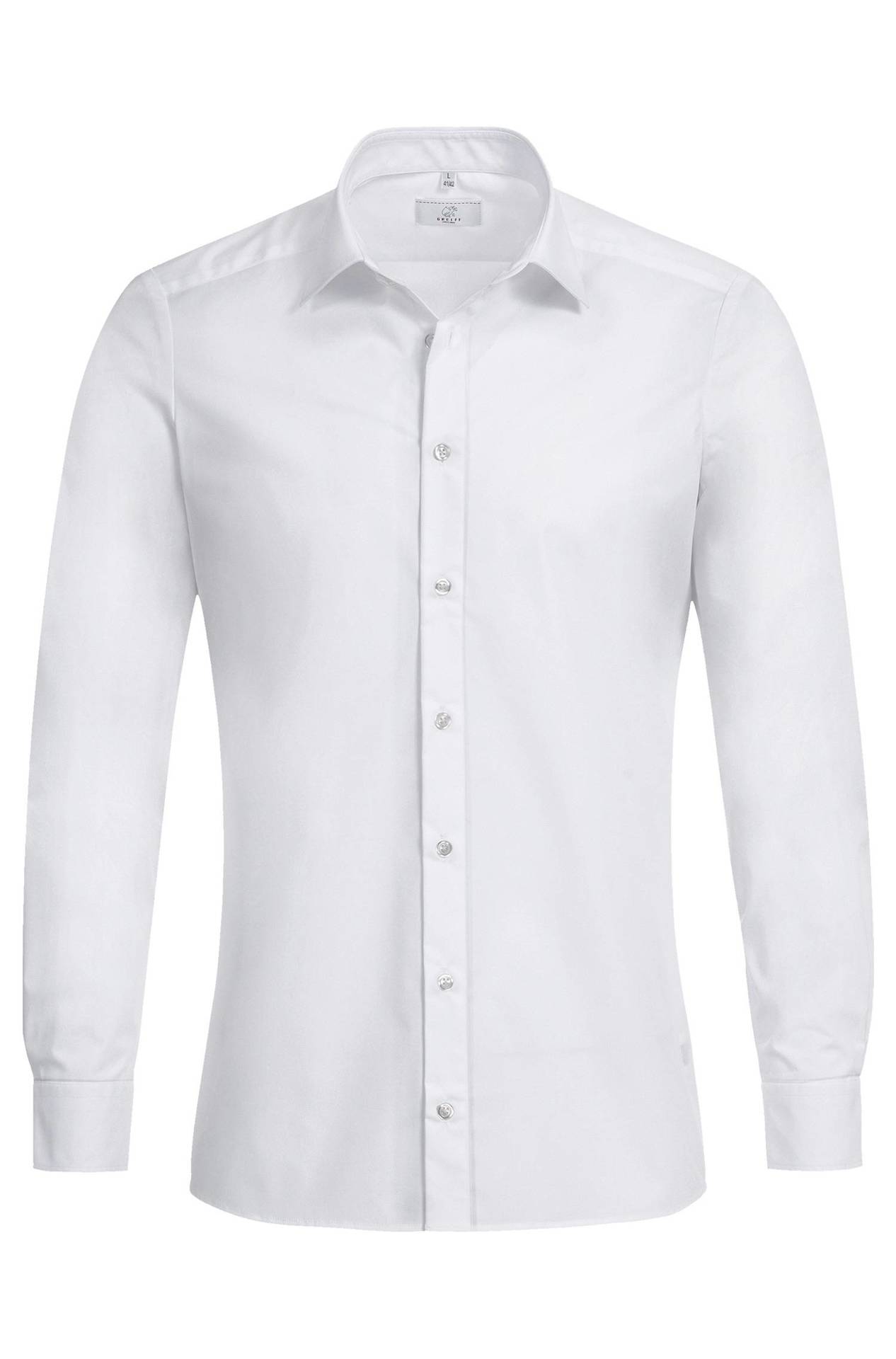 Herren-Hemd Langarm Slim Fit Basic 6720.1120, Weiss Herren-Hemd Langarm Slim Fit Basic
