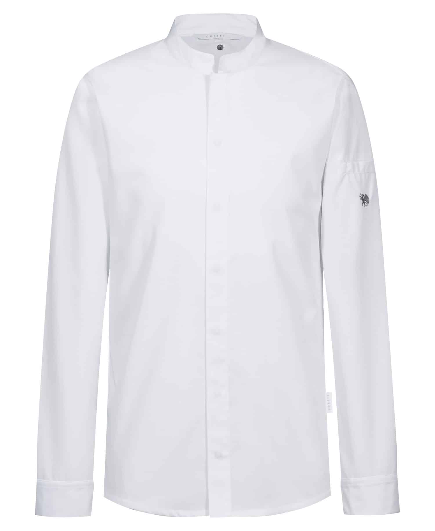 Herren-Kochhemd mit Jerseyeinsatz 55001.6560, Weiss Herren-Kochhemd mit Jerseyeinsatz 55001.6560
