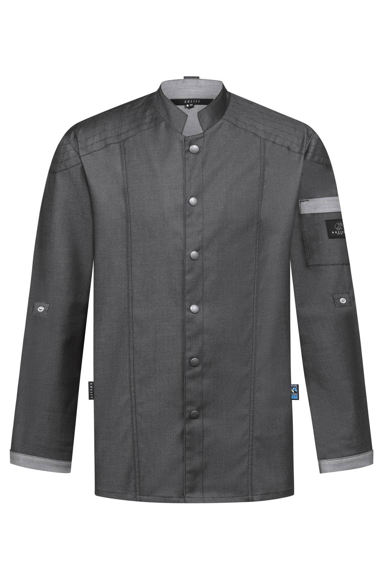 Herren-Kochjacke im Bikerstyle 55721.6910, Denimoptik anthrazit Herren-Kochjacke im Bikerstyle 55721.6910
