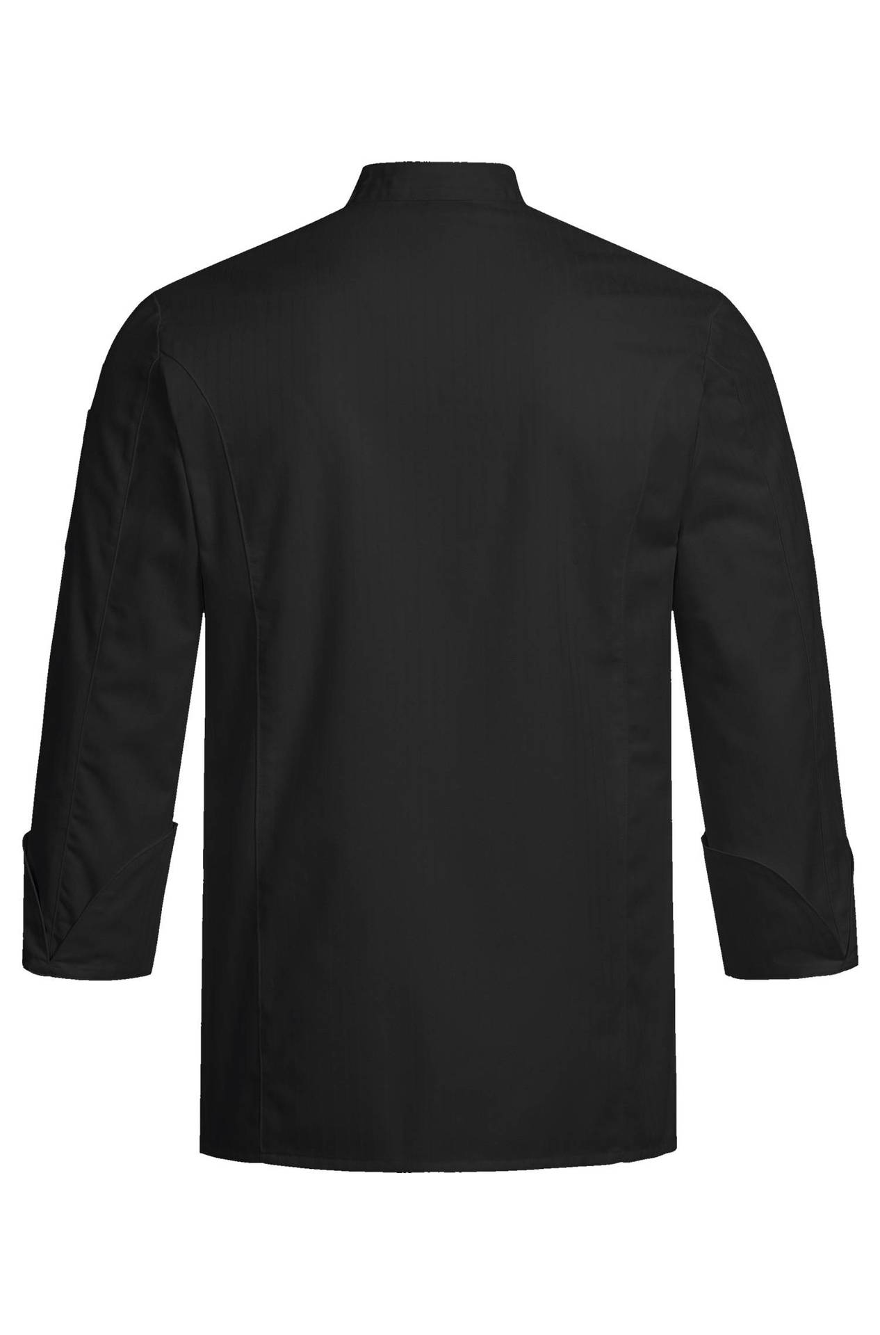 Herren-Kochjacke mit Satinstreifen 5544.2575 Herren-Kochjacke mit Satinstreifen 5544.2575 in Schwarz Satinstreifen, Rückansicht
