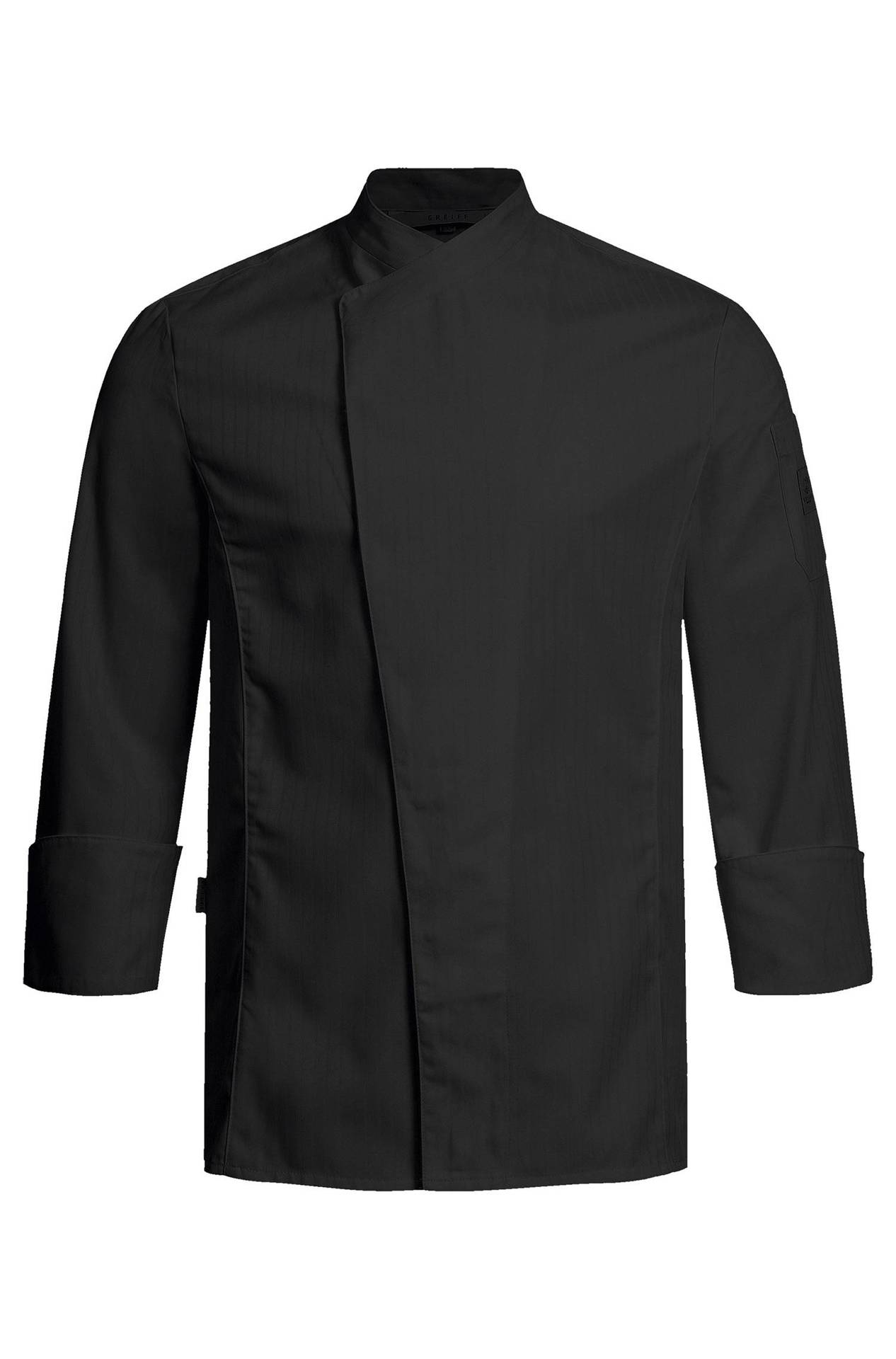 Herren-Kochjacke mit Satinstreifen 5544.2575, Schwarz Satinstreifen Herren-Kochjacke mit Satinstreifen 5544.2575